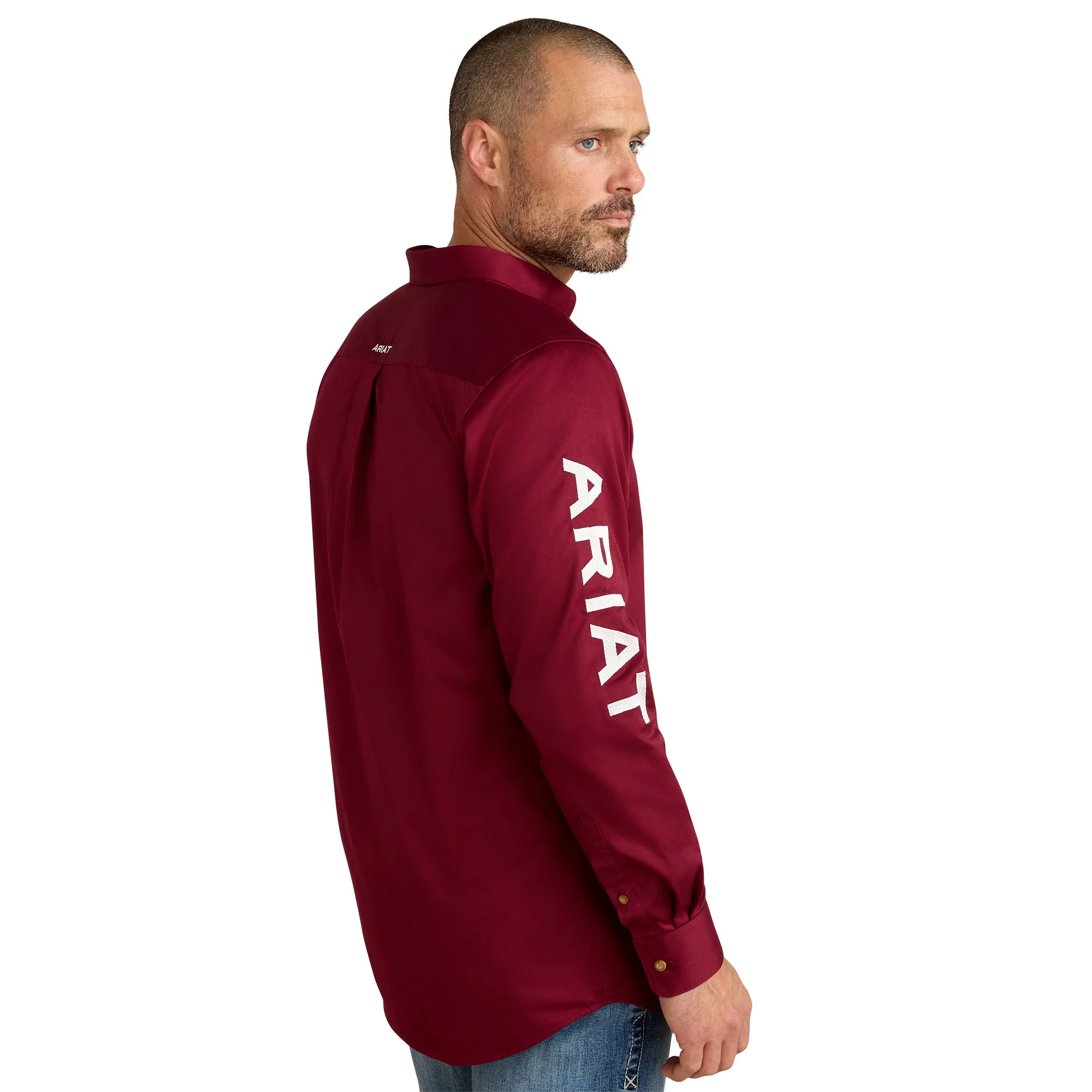 Men Ariat Shirt Logo Burgundy 10034233 - Image 3