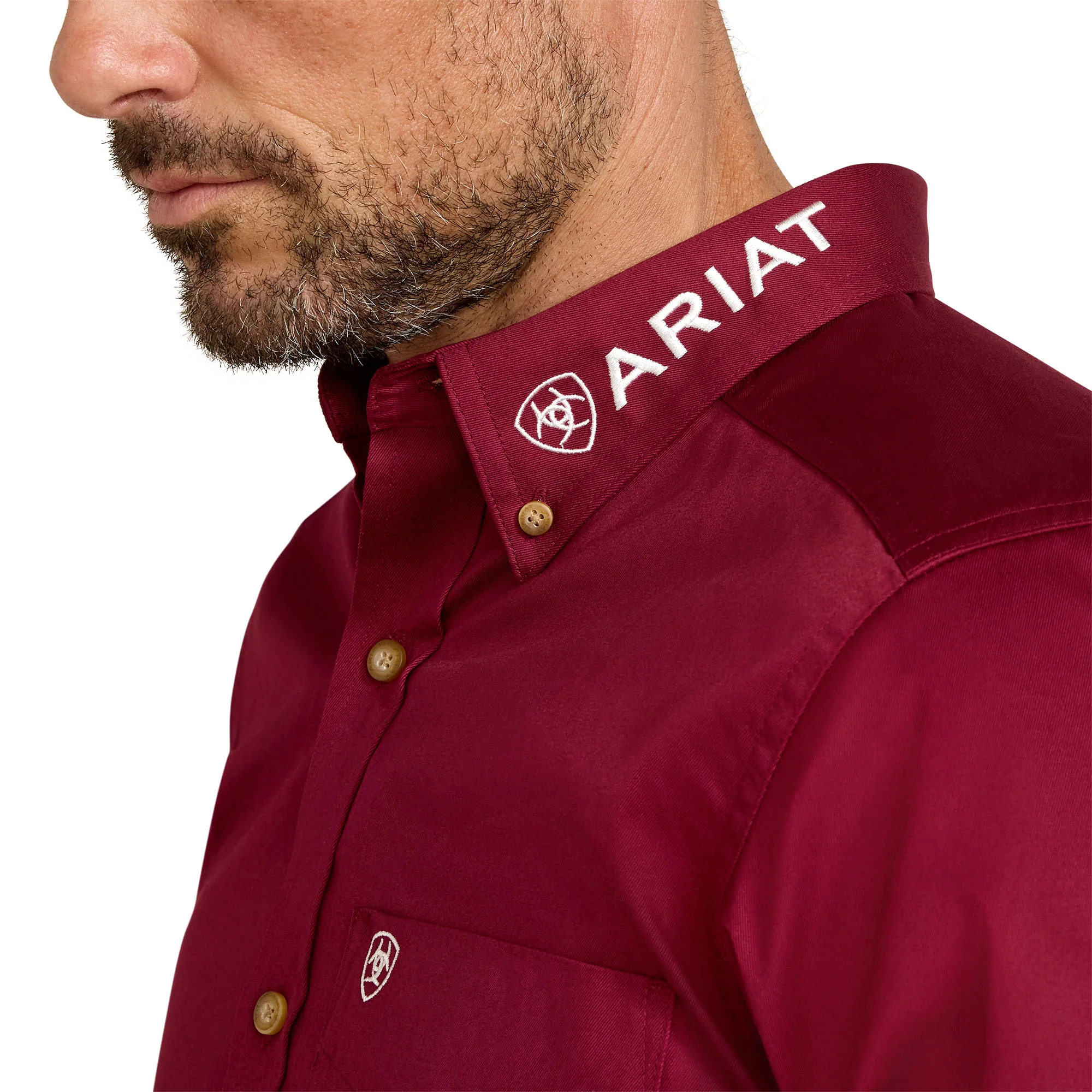 Men Ariat Shirt Logo Burgundy 10034233 - Image 4