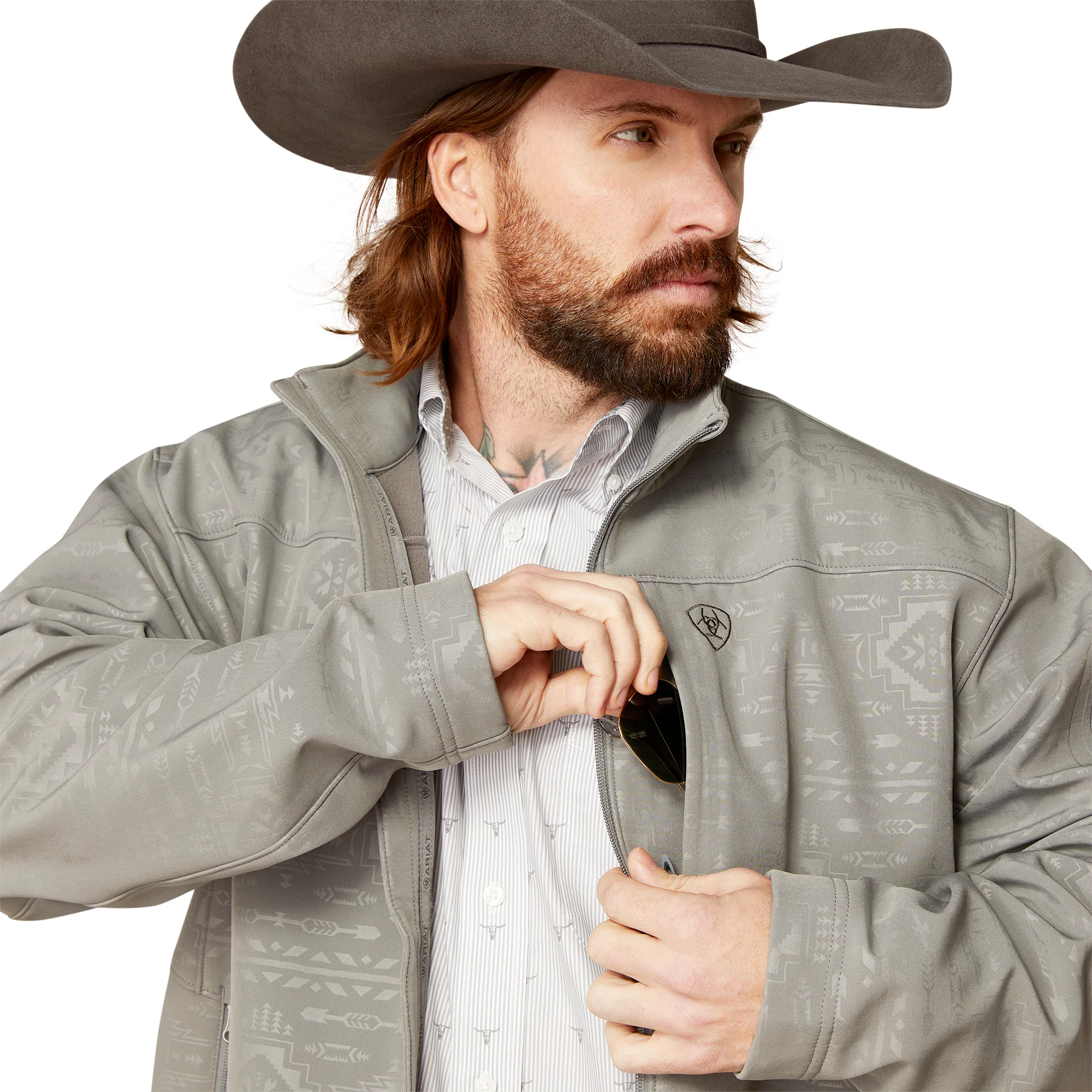 Men Ariat Jacket Vernon Jetty Grey 10046607 - Image 3