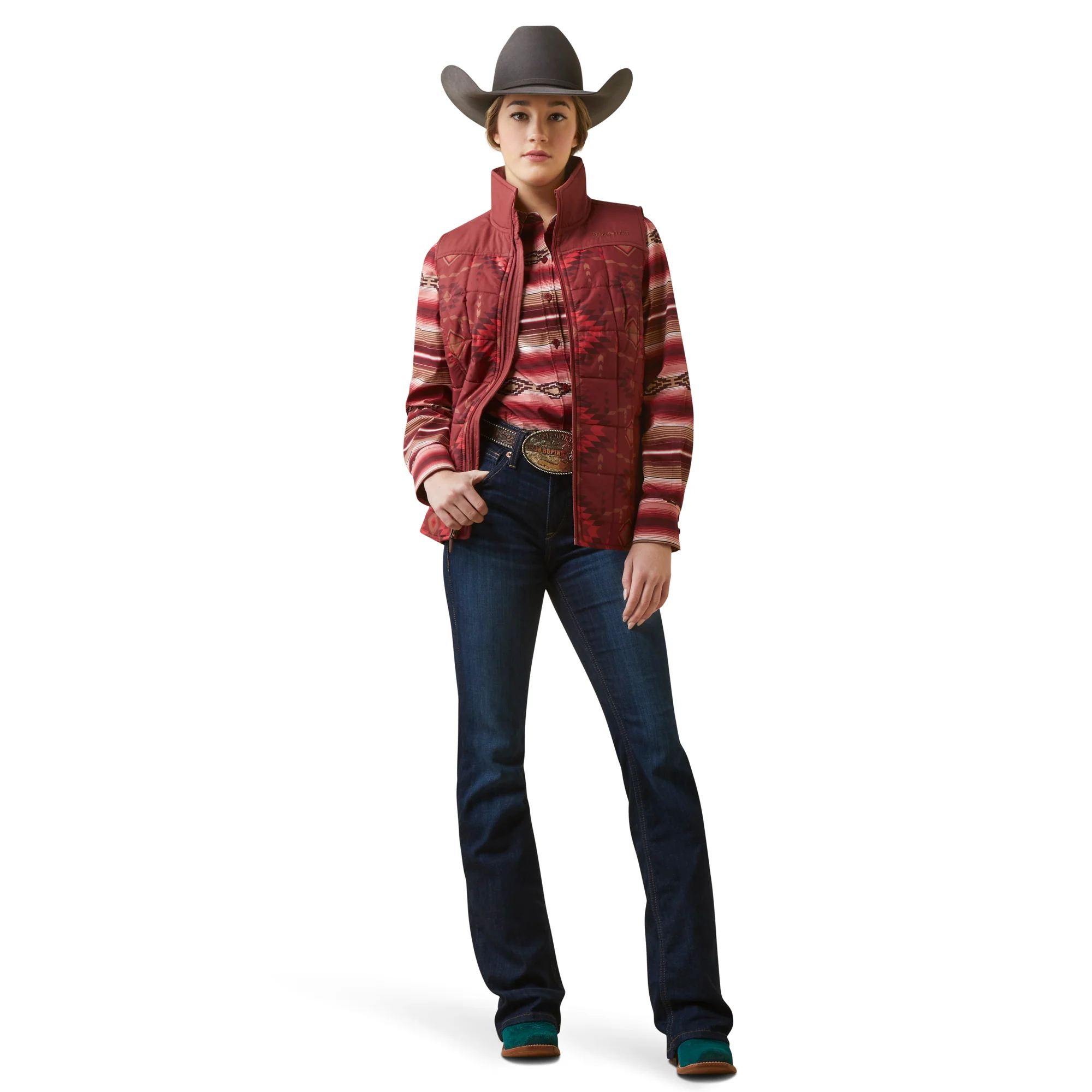 Women Ariat Vest Crius Burn Rose 10046683 - Image 4