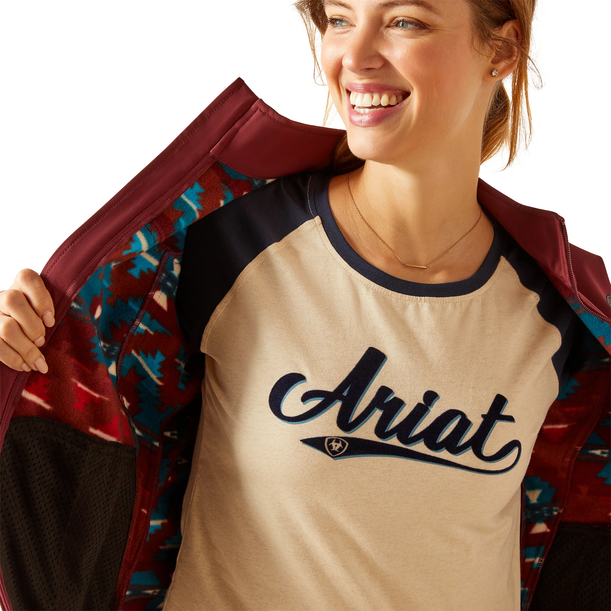 Women Ariat Jacket Team Softshell Port/Baja 10046690 - Image 6
