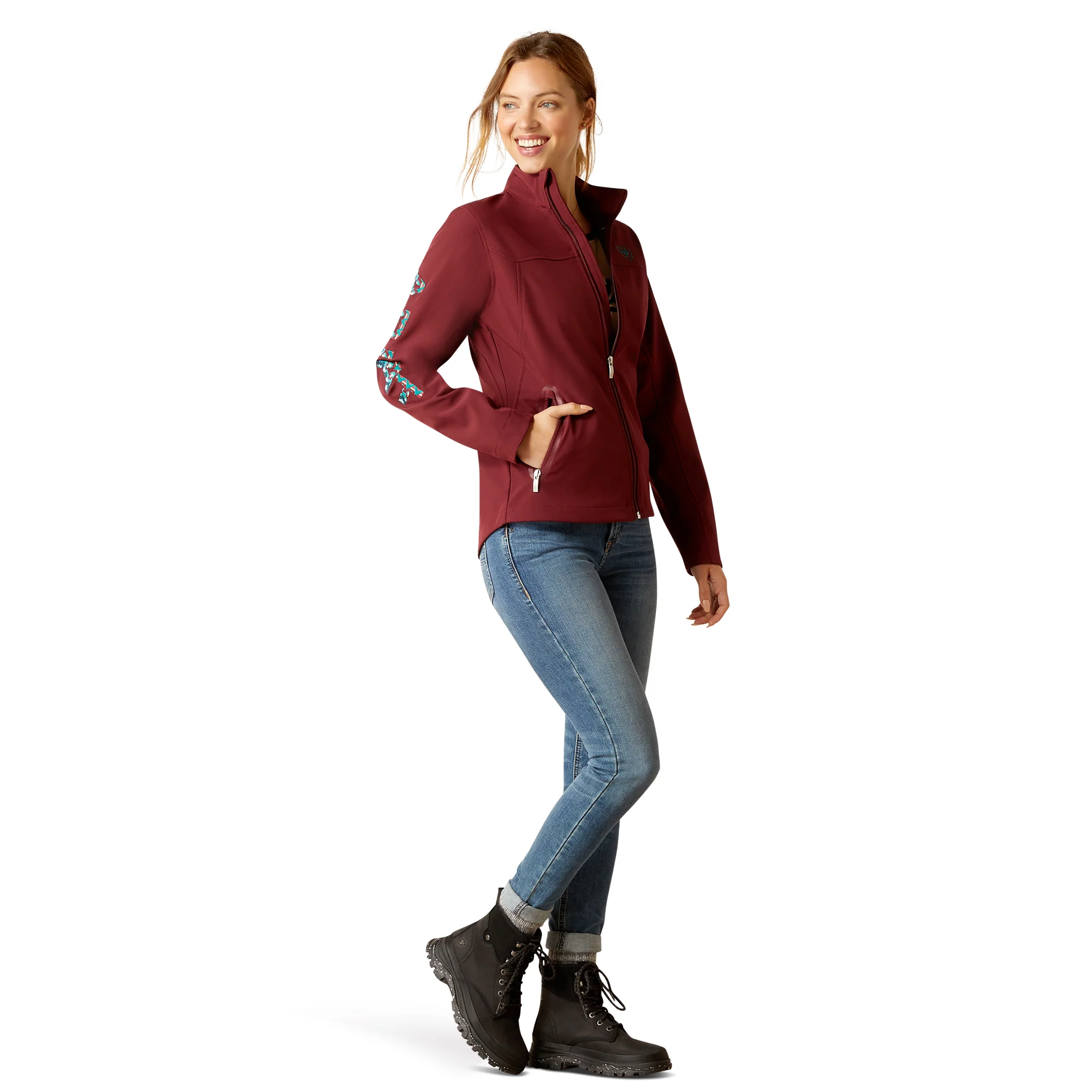 Women Ariat Jacket Team Softshell Port/Baja 10046690 - Image 7