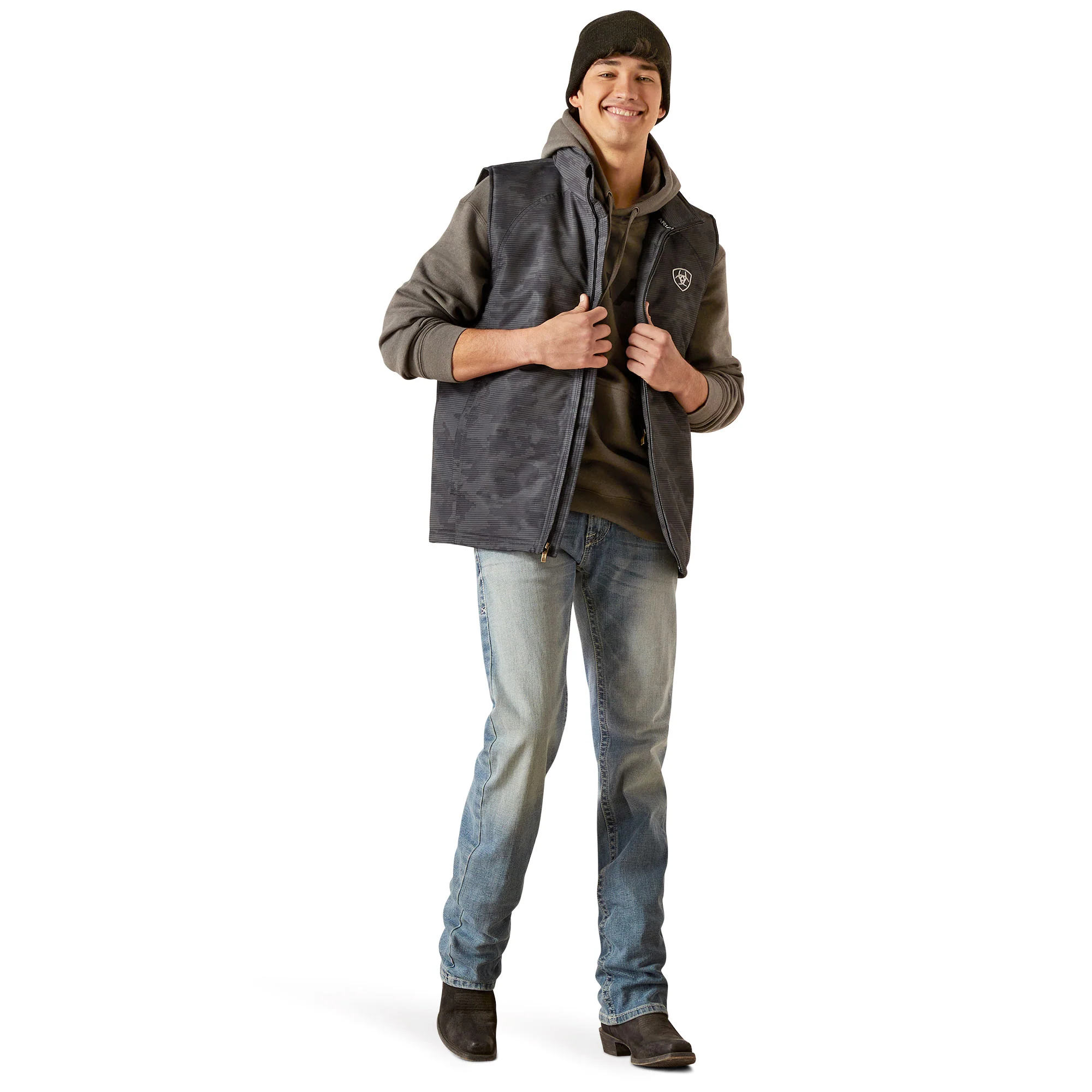 Men Ariat Vest Team Logo Ebony Camo 10046719 - Image 6