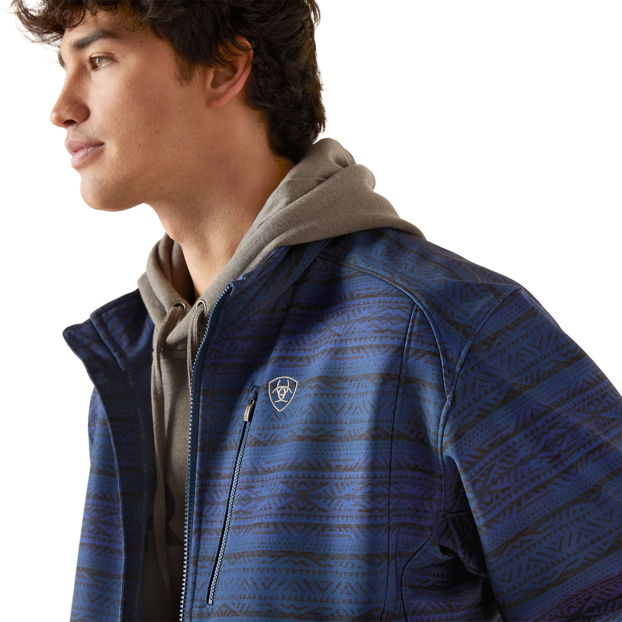 Men Ariat Jacket Softshell Logo Blue 10046789 - Image 3