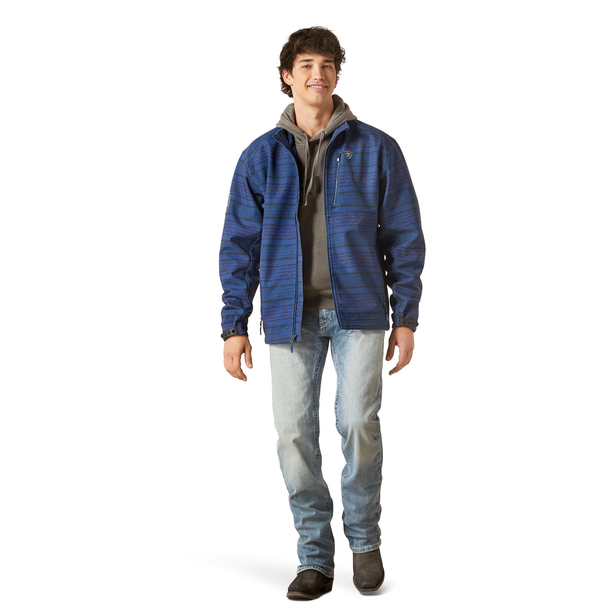 Men Ariat Jacket Softshell Logo Blue 10046789 - Image 4