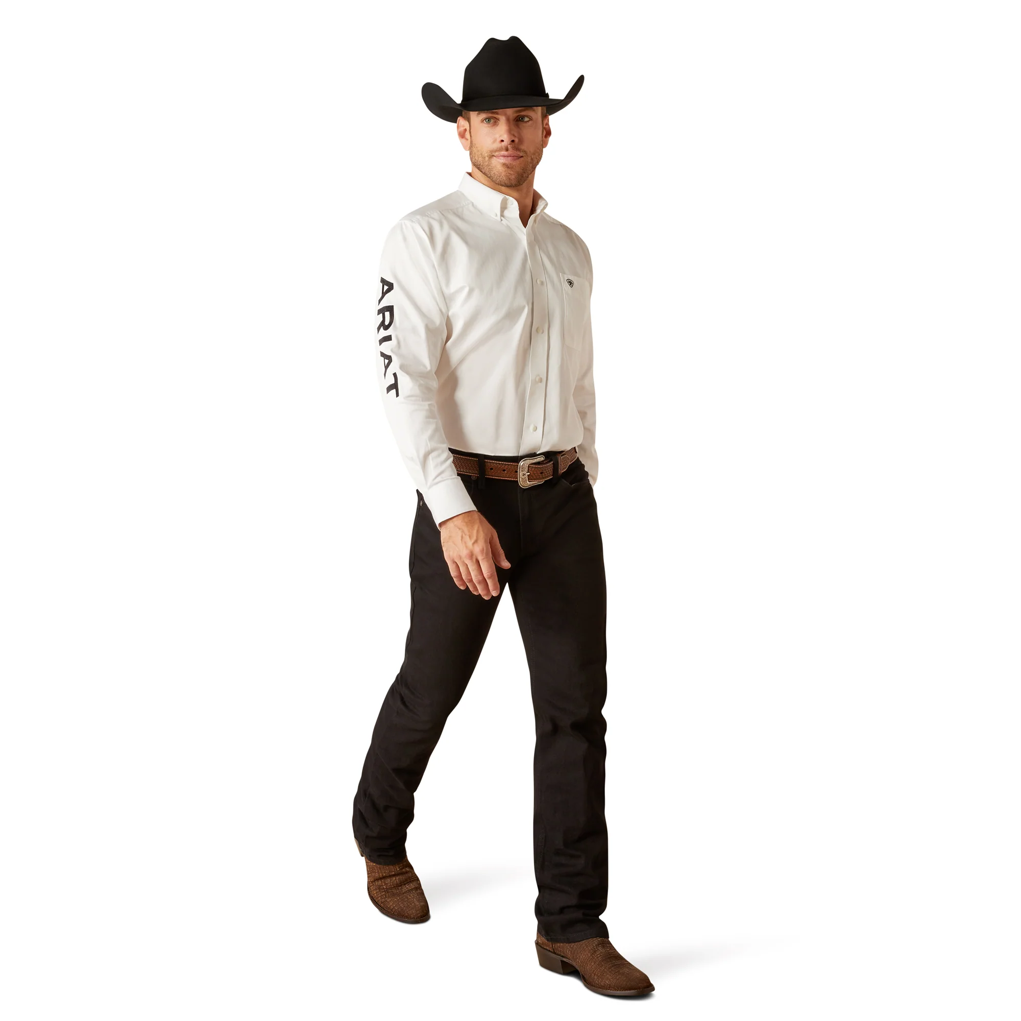 Men Ariat Shirt Logo White 10046825 - Image 5
