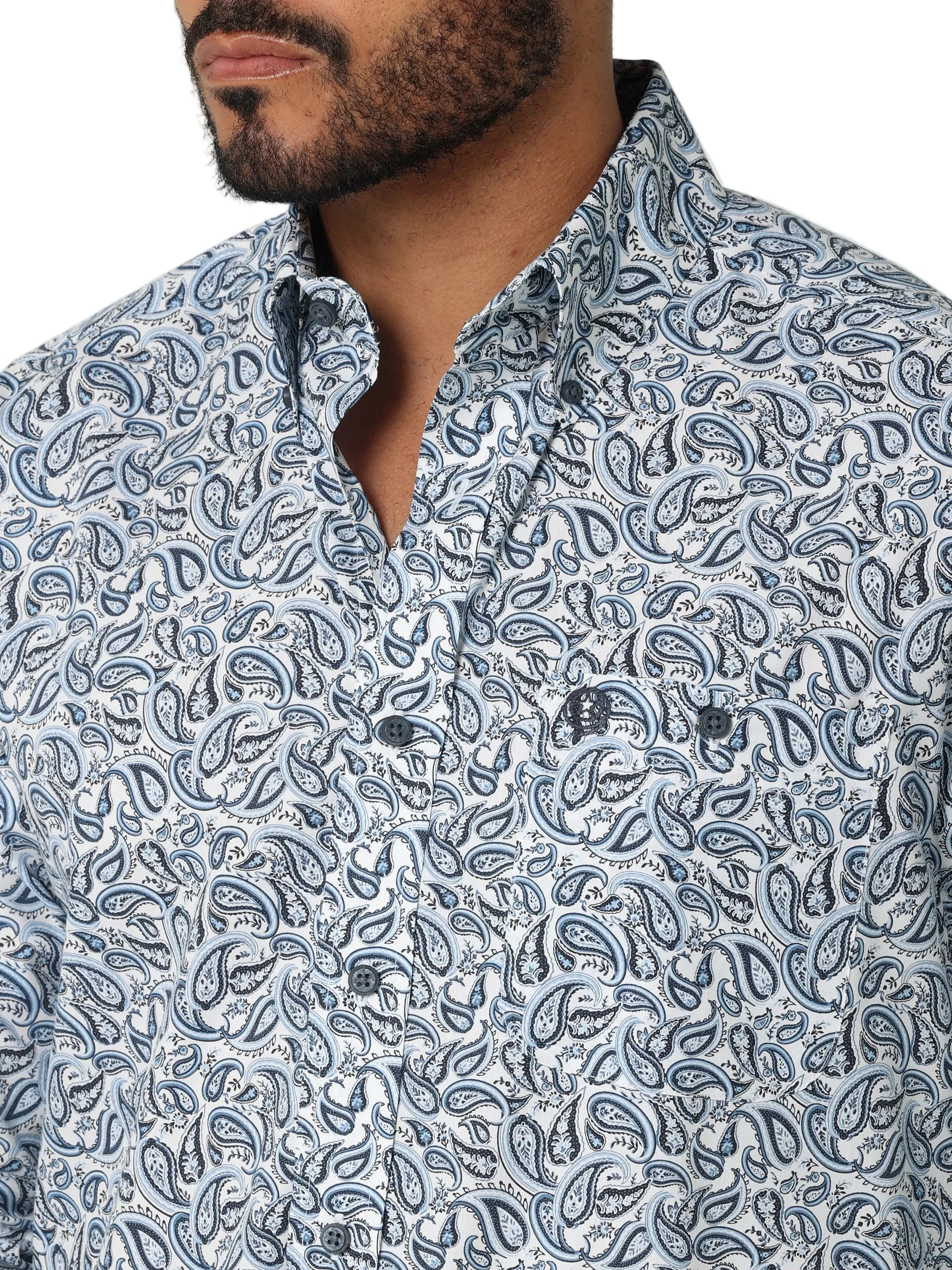 Men Wrangler Shirt  George Strait Blue/White 112318985 - Image 2