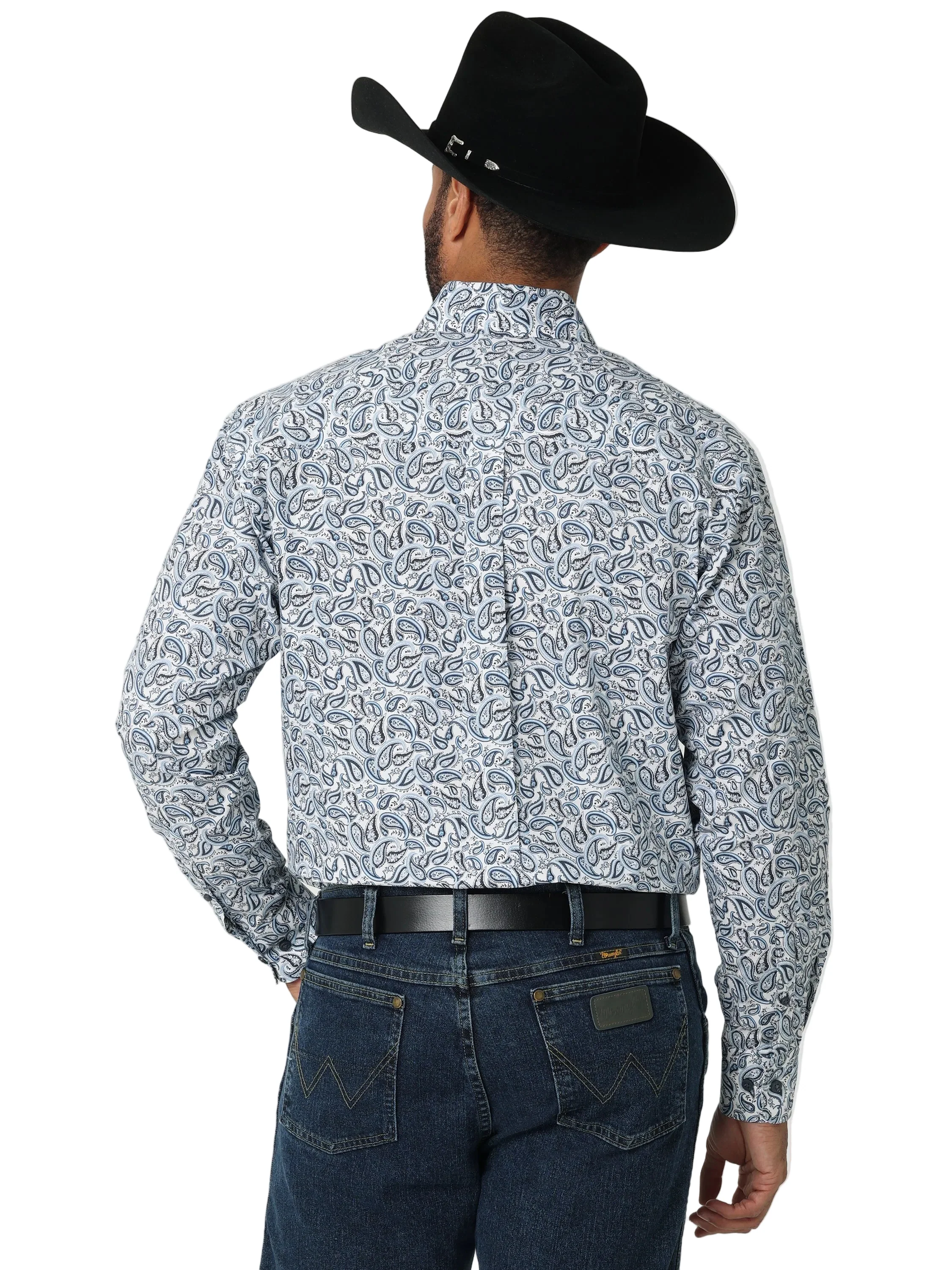 Men Wrangler Shirt  George Strait Blue/White 112318985 - Image 3