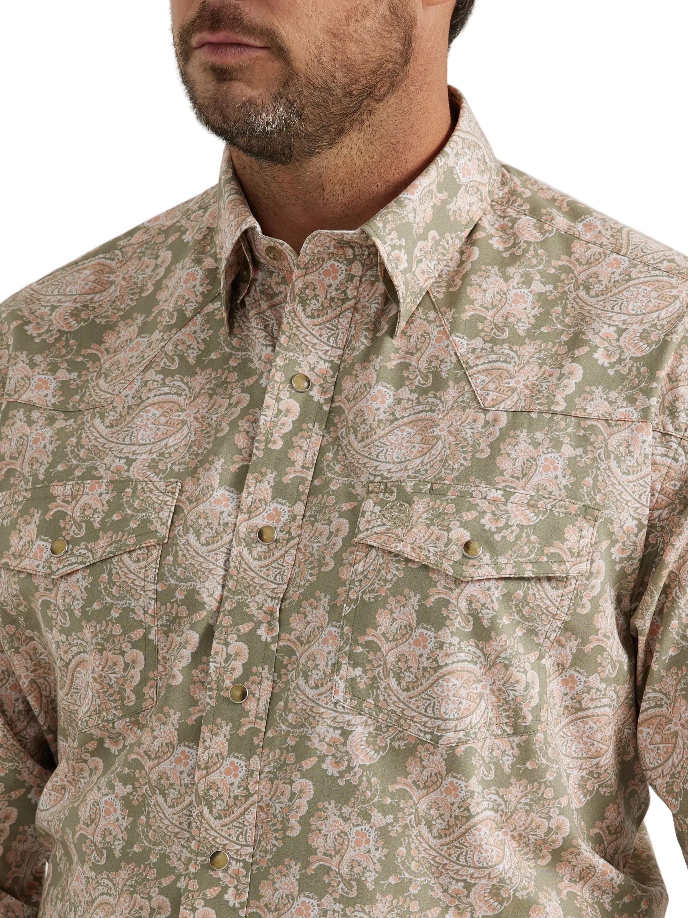 Men Wrangler Shirt George Strait Olive 112344893 - Image 2