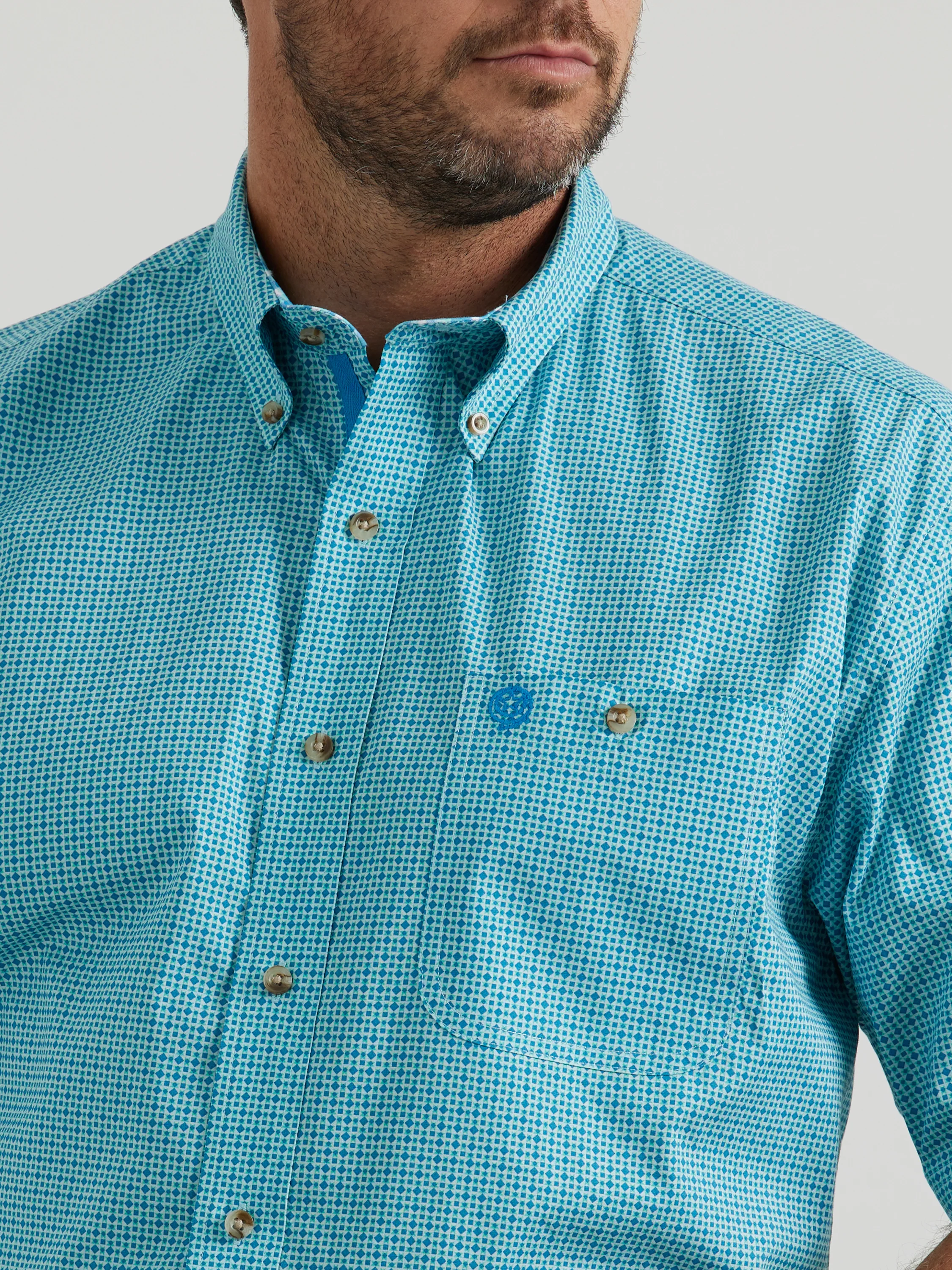 Men Wrangler Shirt George Strait Teal 112346539 - Image 2