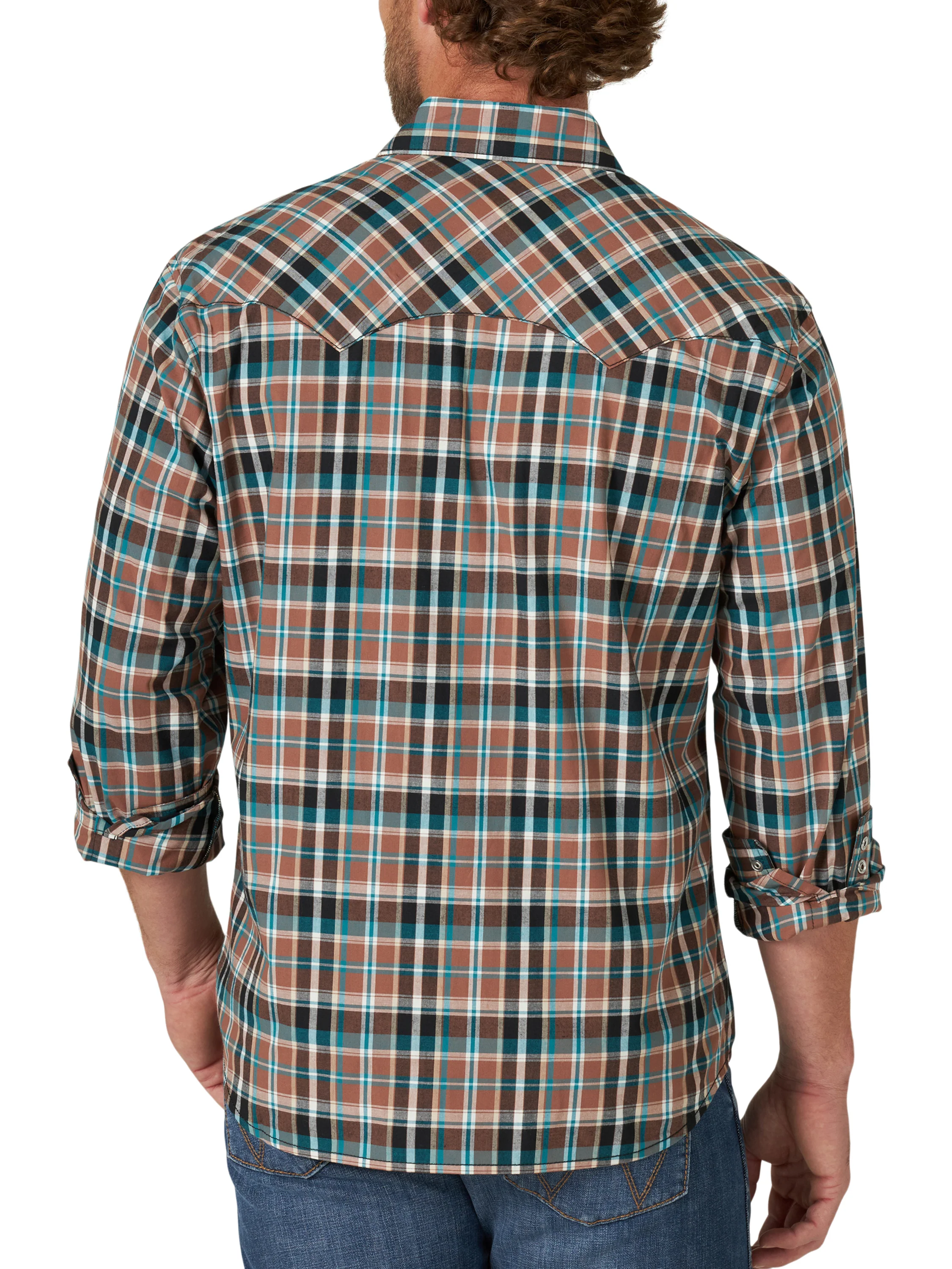 Men Wrangler Shirt Retro Blue/Brown 112318773 - Image 3
