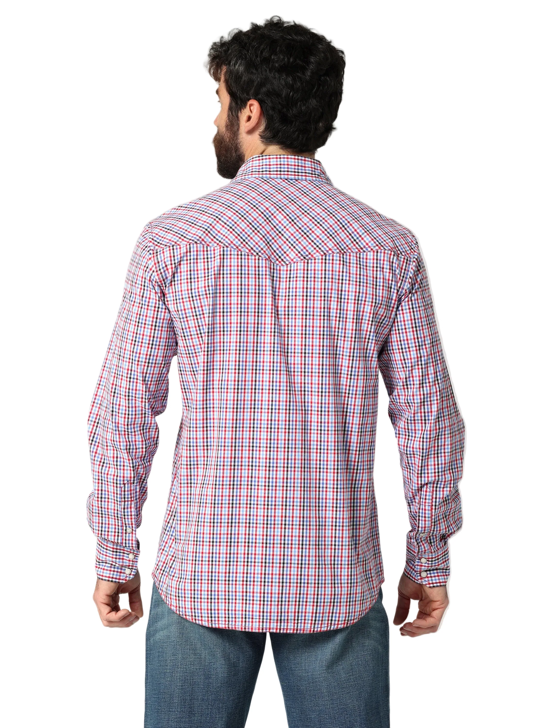 Men Wrangler Shirt 20X Red/Wht/Bl 112318899 - Image 2
