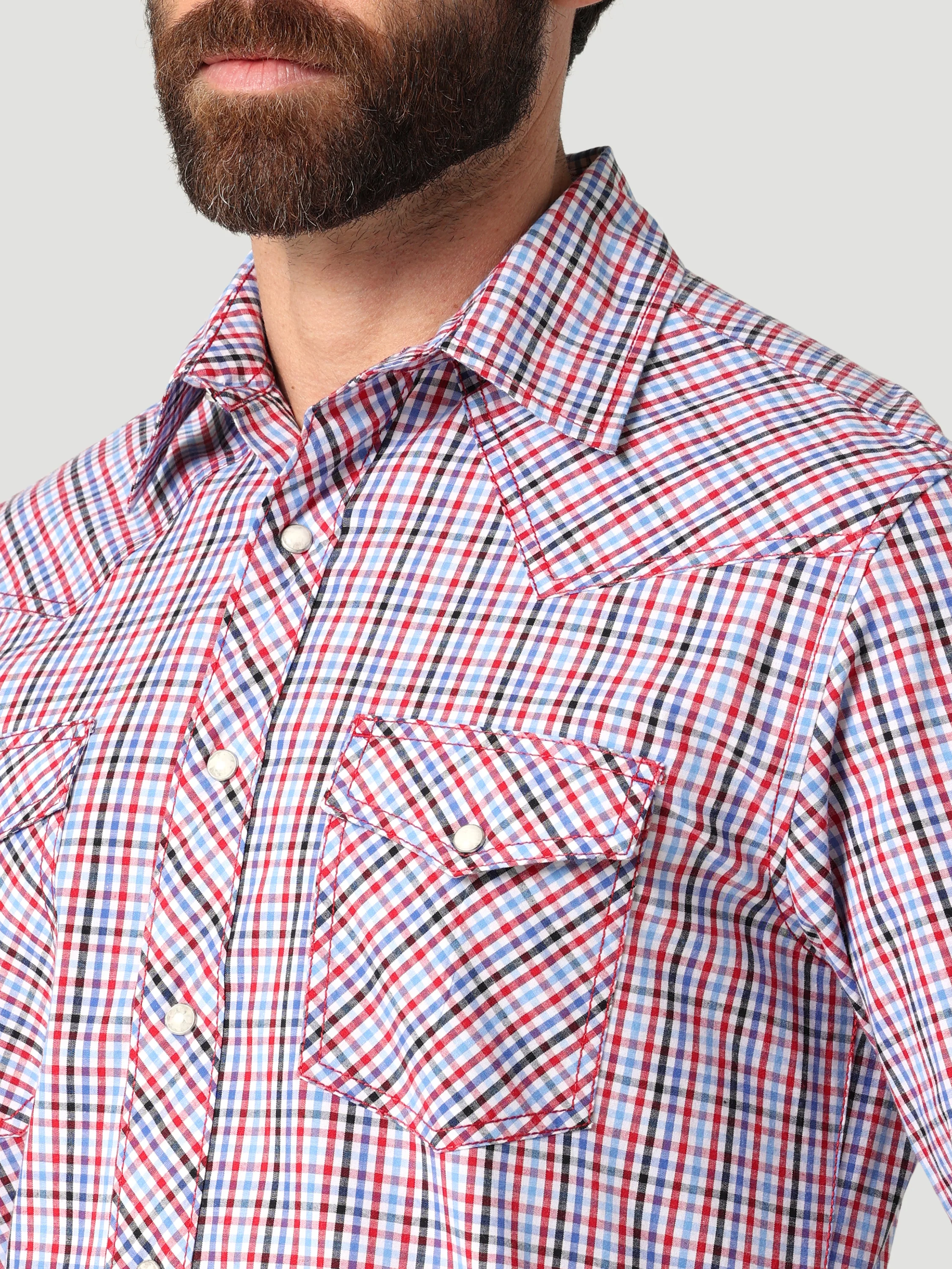 Men Wrangler Shirt 20X Red/Wht/Bl 112318899 - Image 3