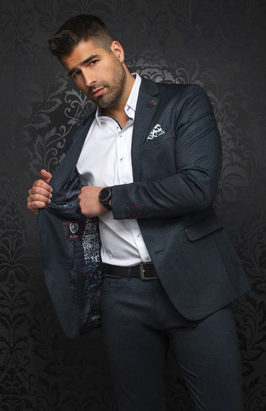 Men Au Noir Blazer Randolph Charcoal - Image 3