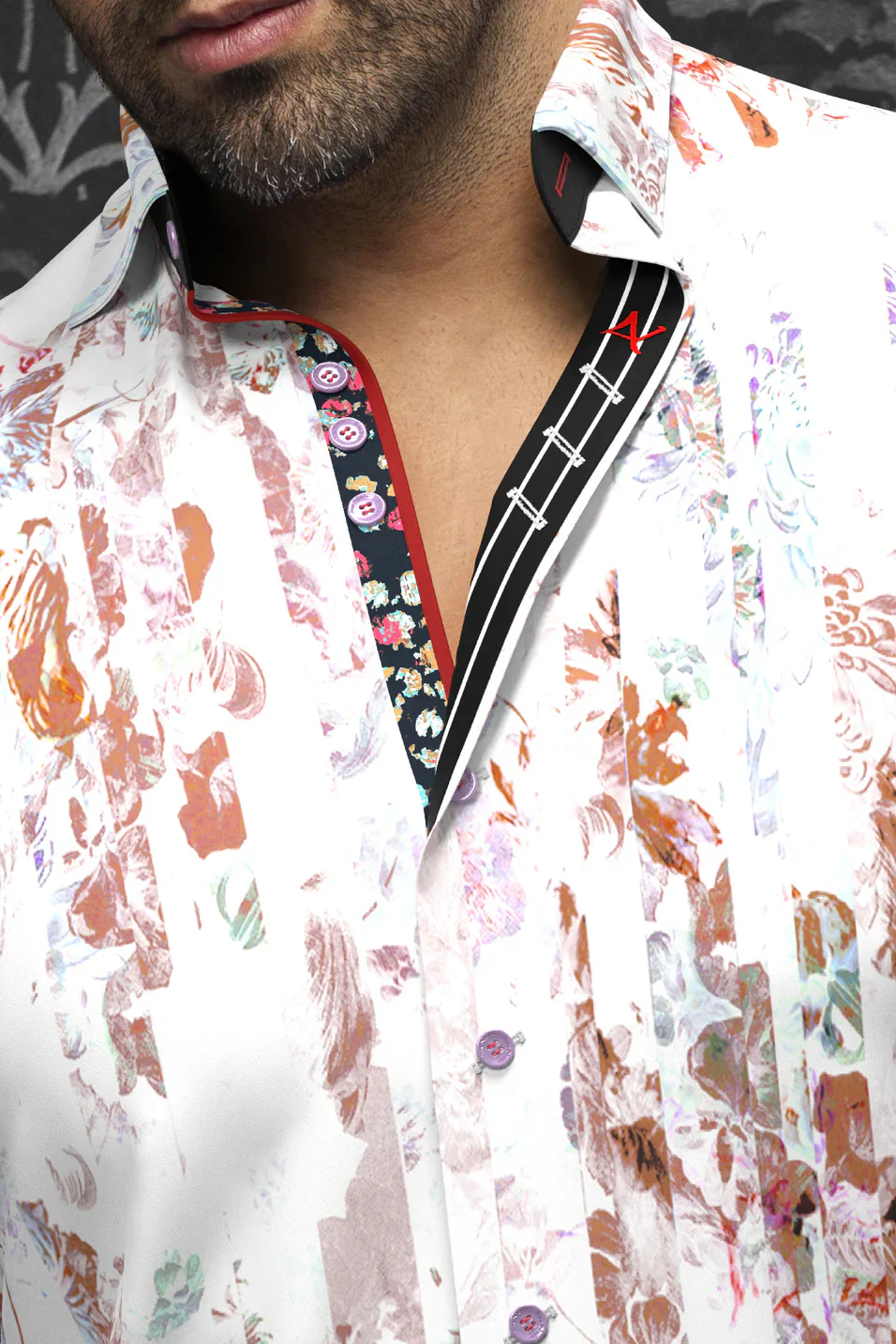 Men Au Noir Woven Shirt Suarez White/Beige - Image 2