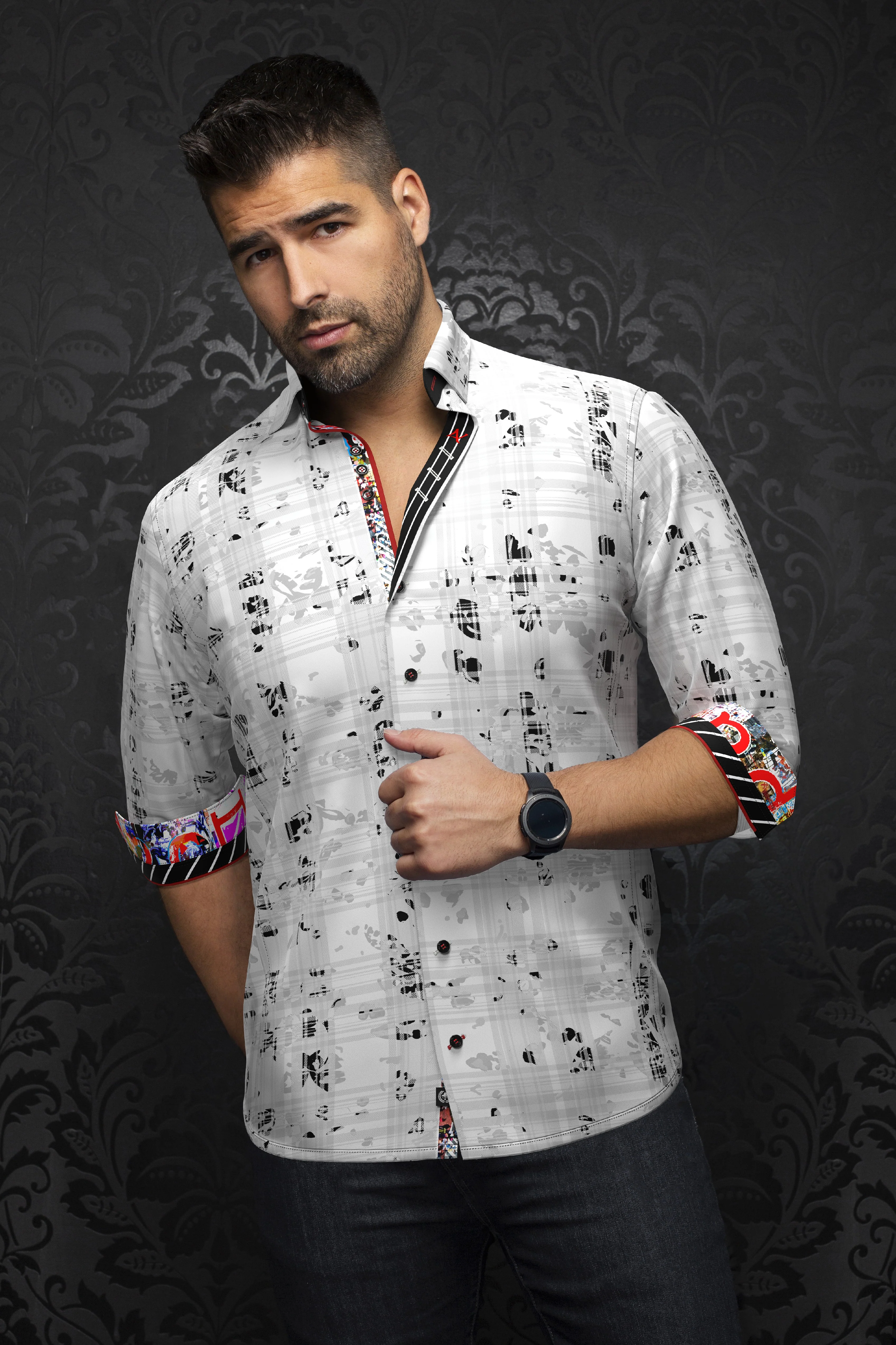 Men Au Noir Woven Shirt Contreras White