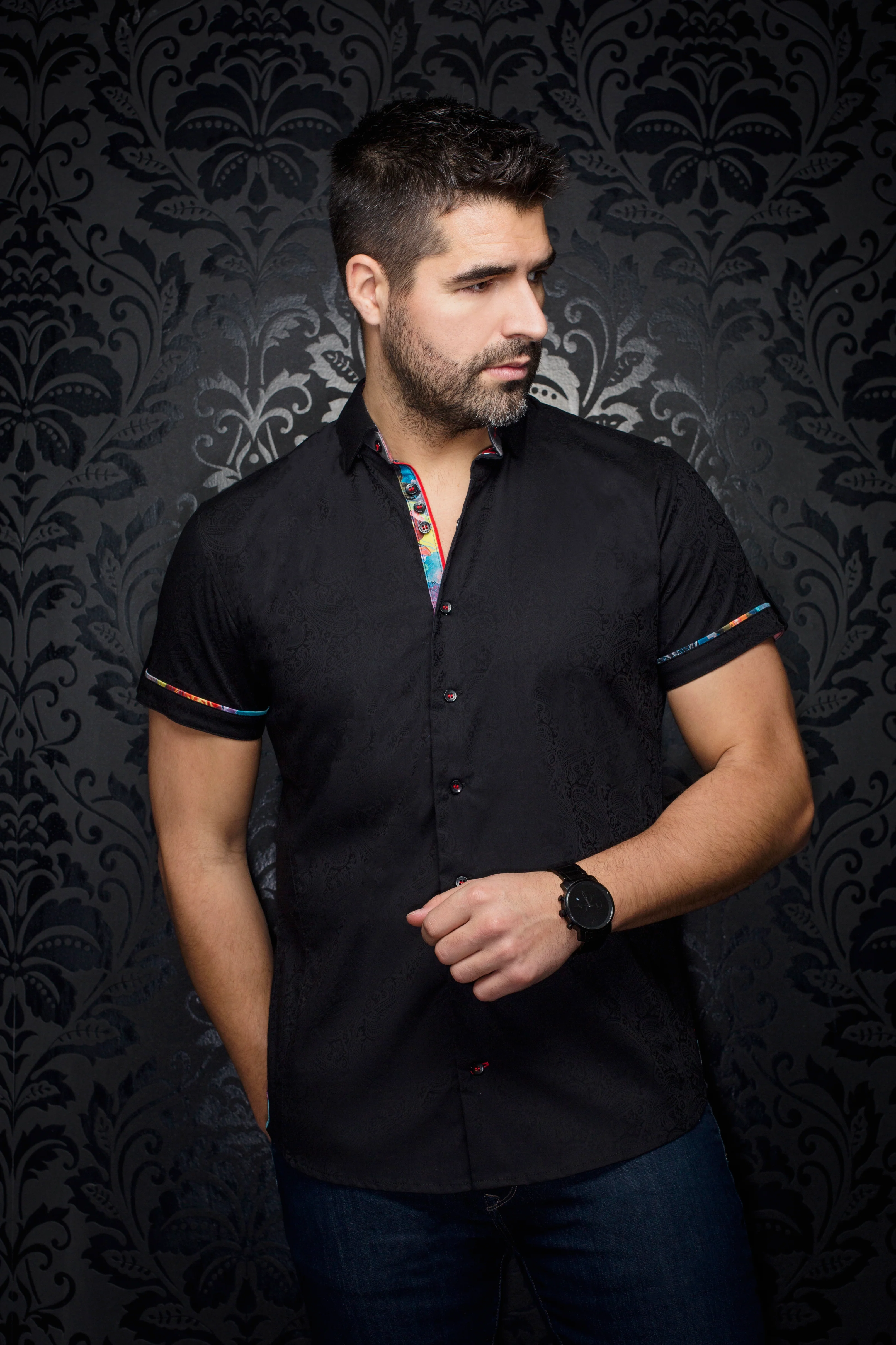 Men Au Noir Woven Short Sleeves Shirt Donizetti Lt. Blue