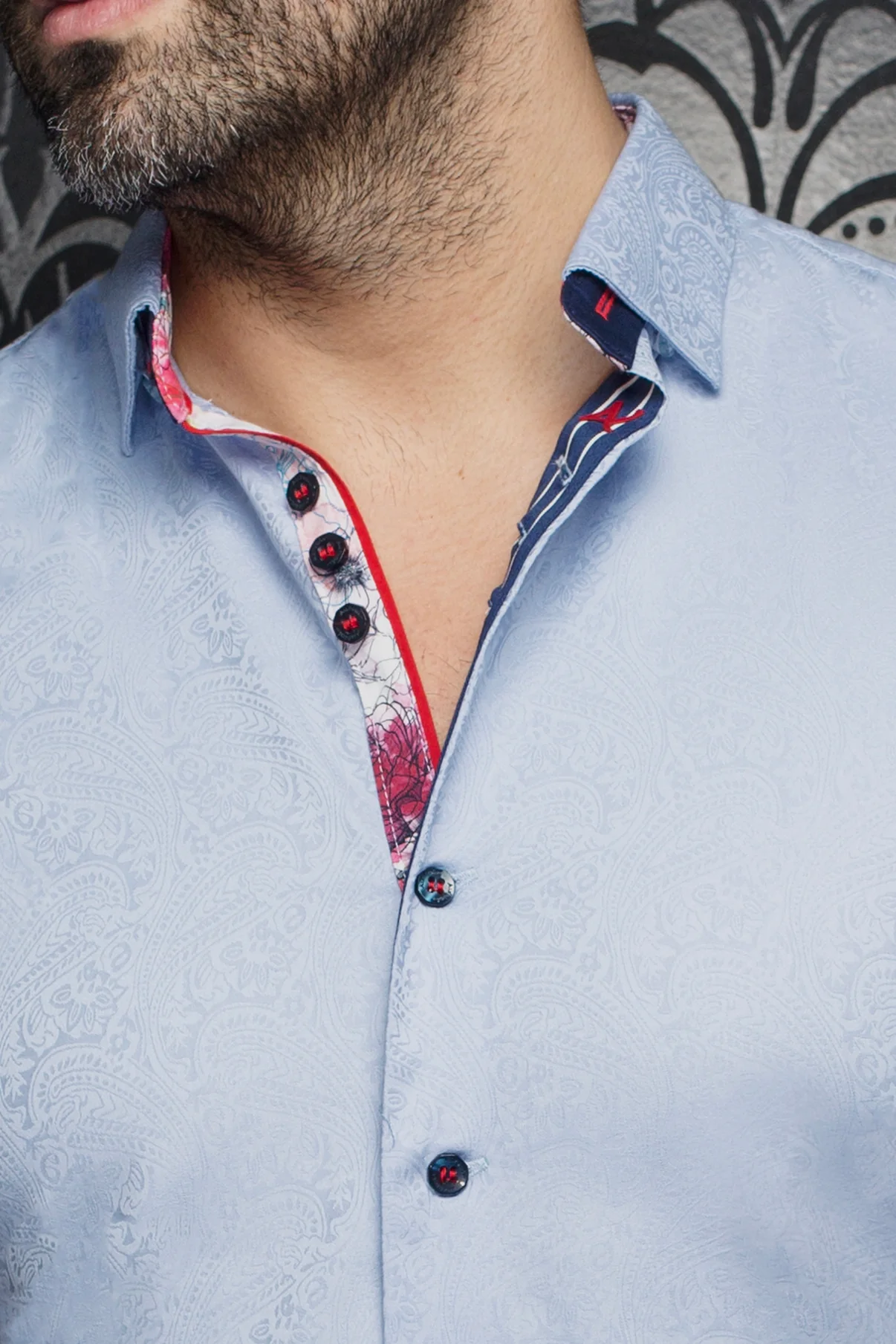 Men Au Noir Woven Short Sleeves Shirt Donizetti Lt. Blue - Image 4