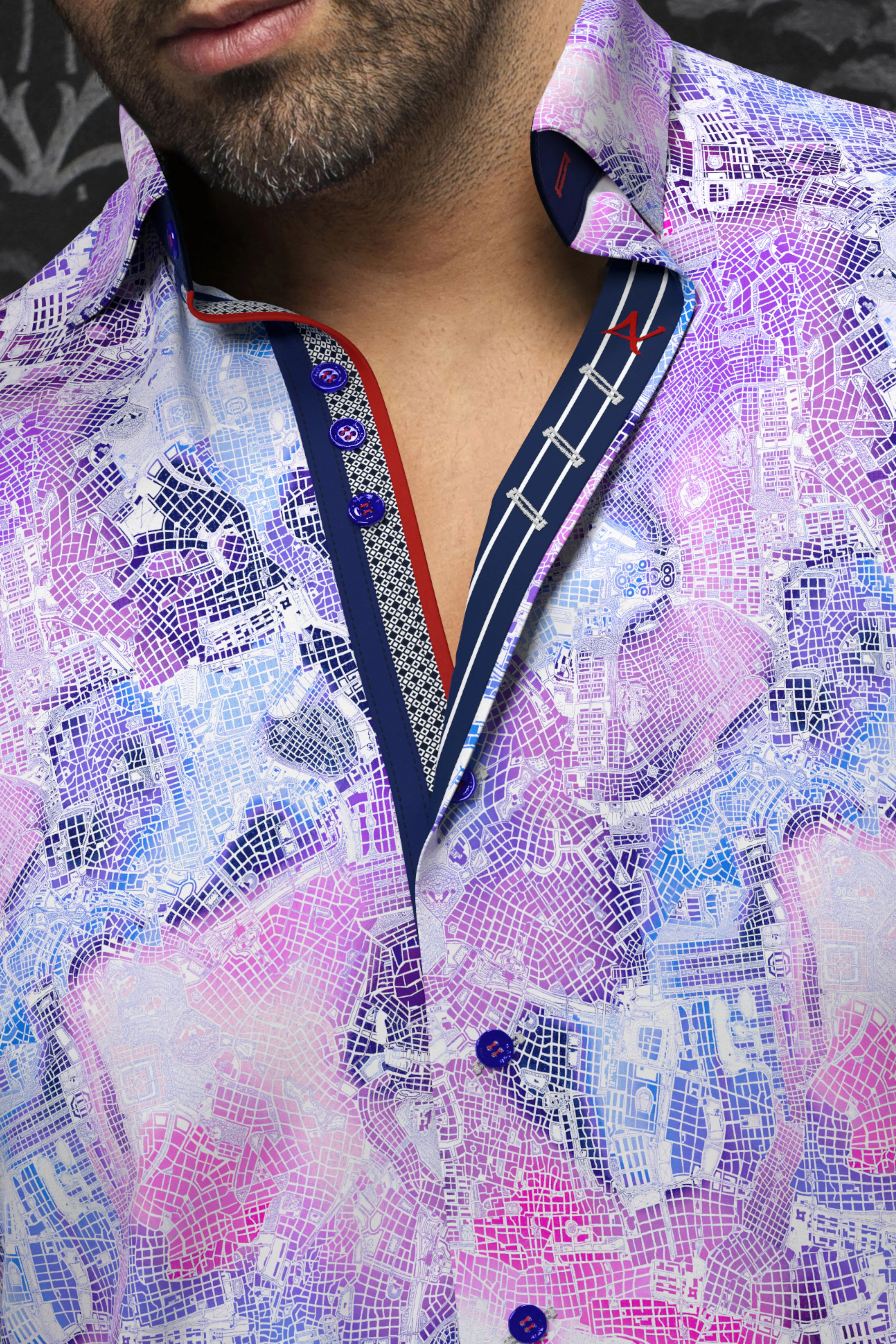 Men Au Noir Woven Shirt Mirabeau Purple - Image 2
