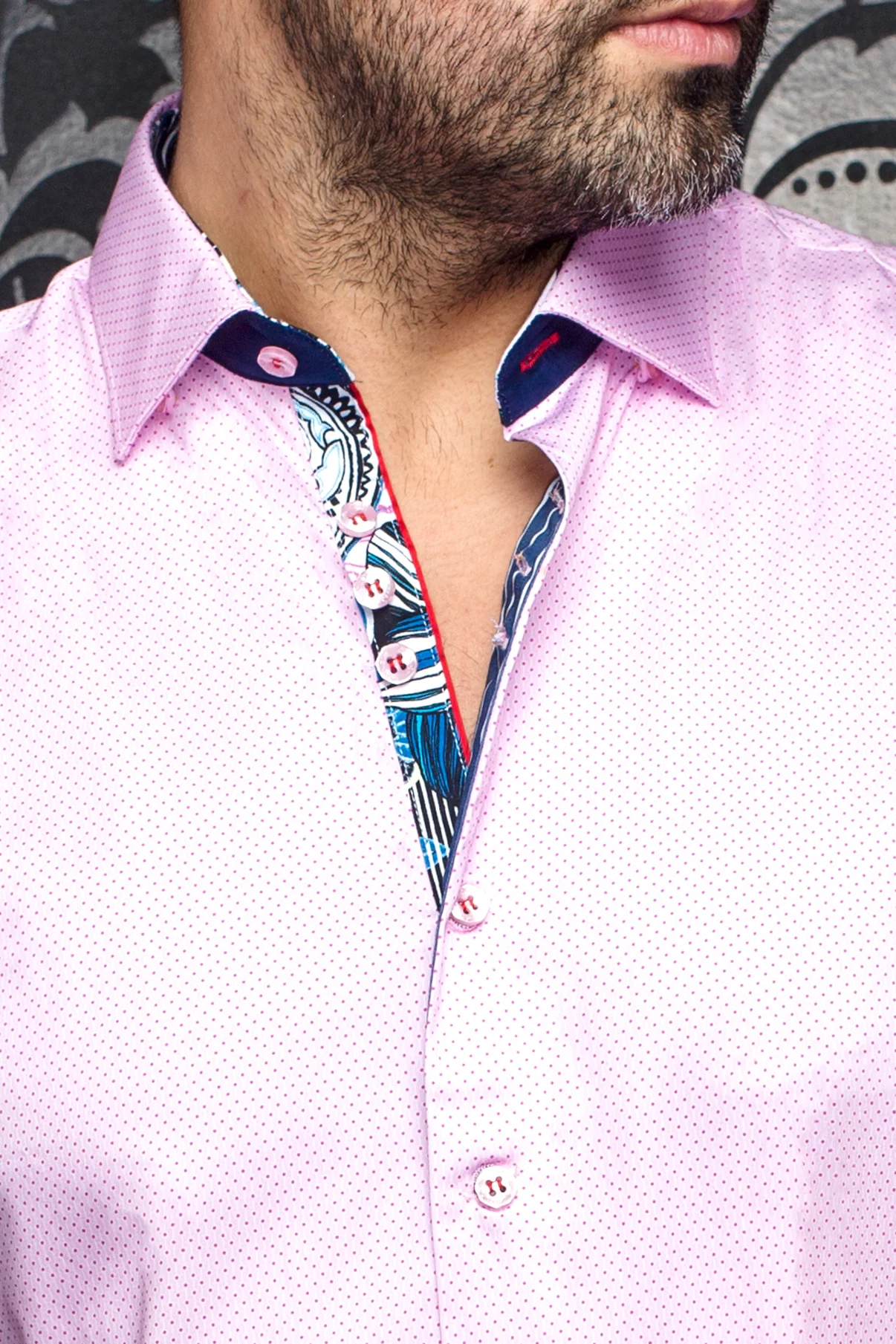 Men Au Noir Woven Shirt Dolto Pink - Image 2