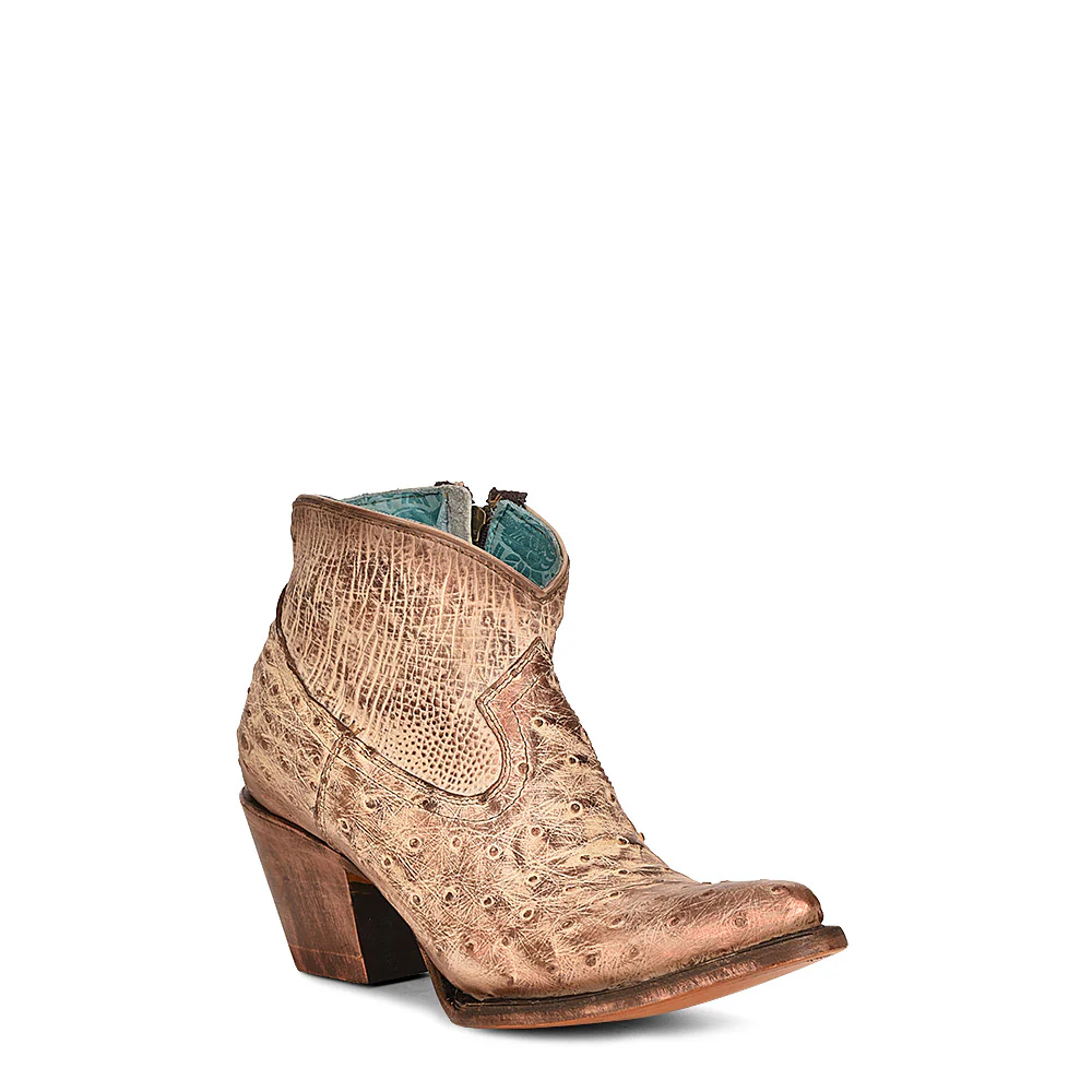 Women Corral Ostrich Ankle Boot A4393