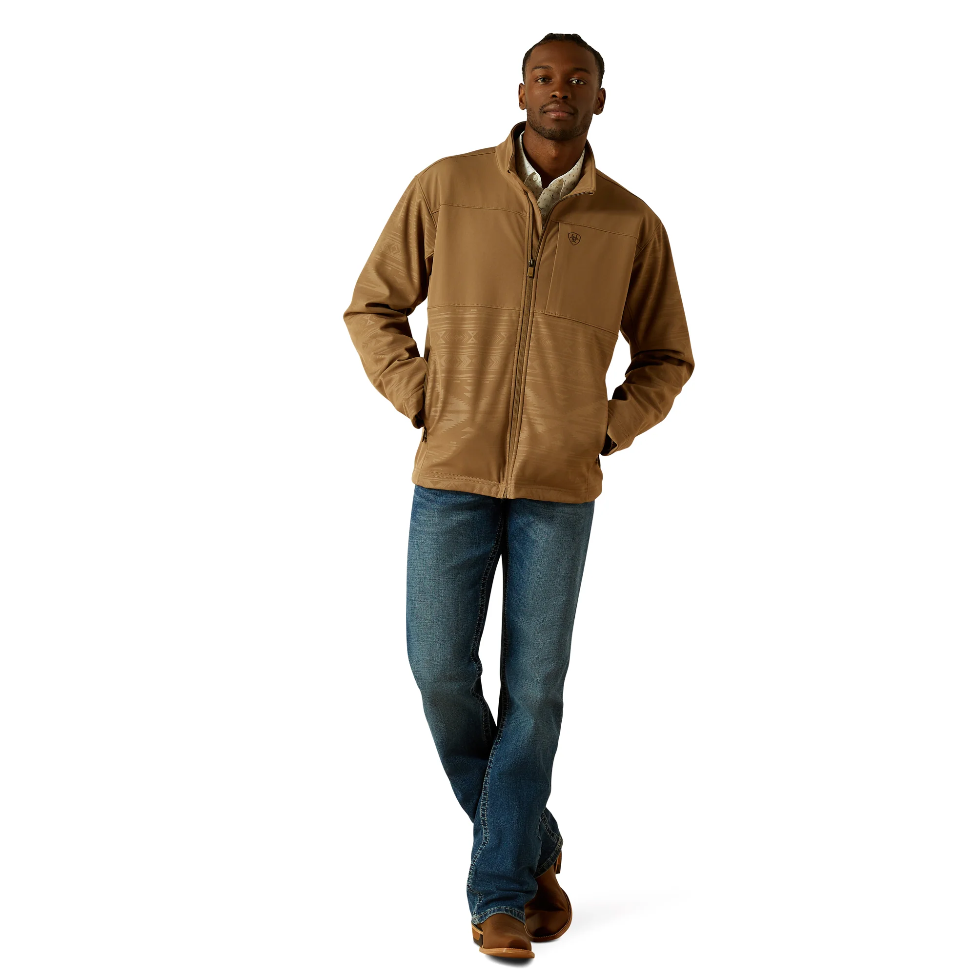 Men Ariat Jacket Vernon Khaki Softshell 10062599 - Image 4