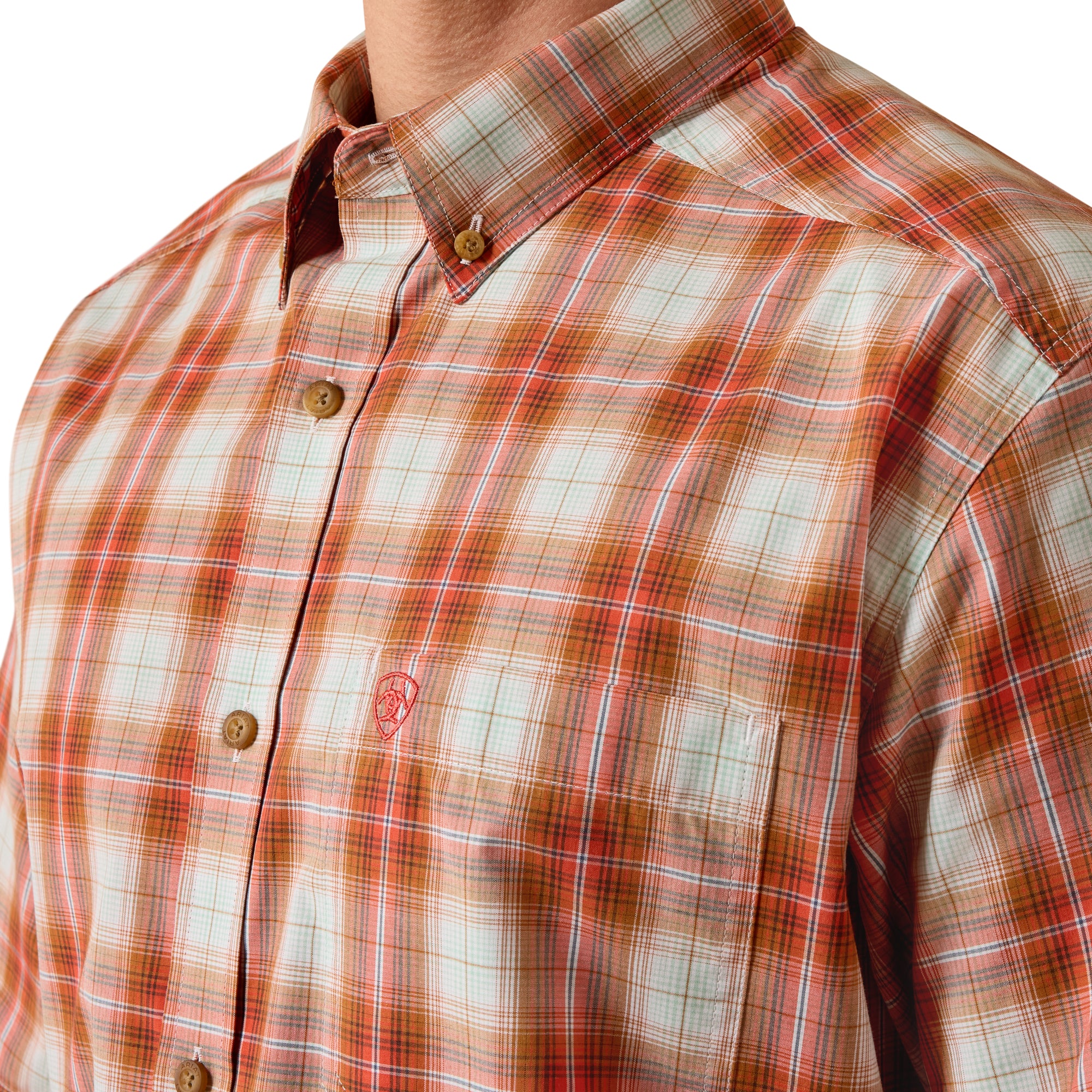 Men Ariat Shirt Pro Ned (SS) Paprika Plaid 10073601 - Image 2