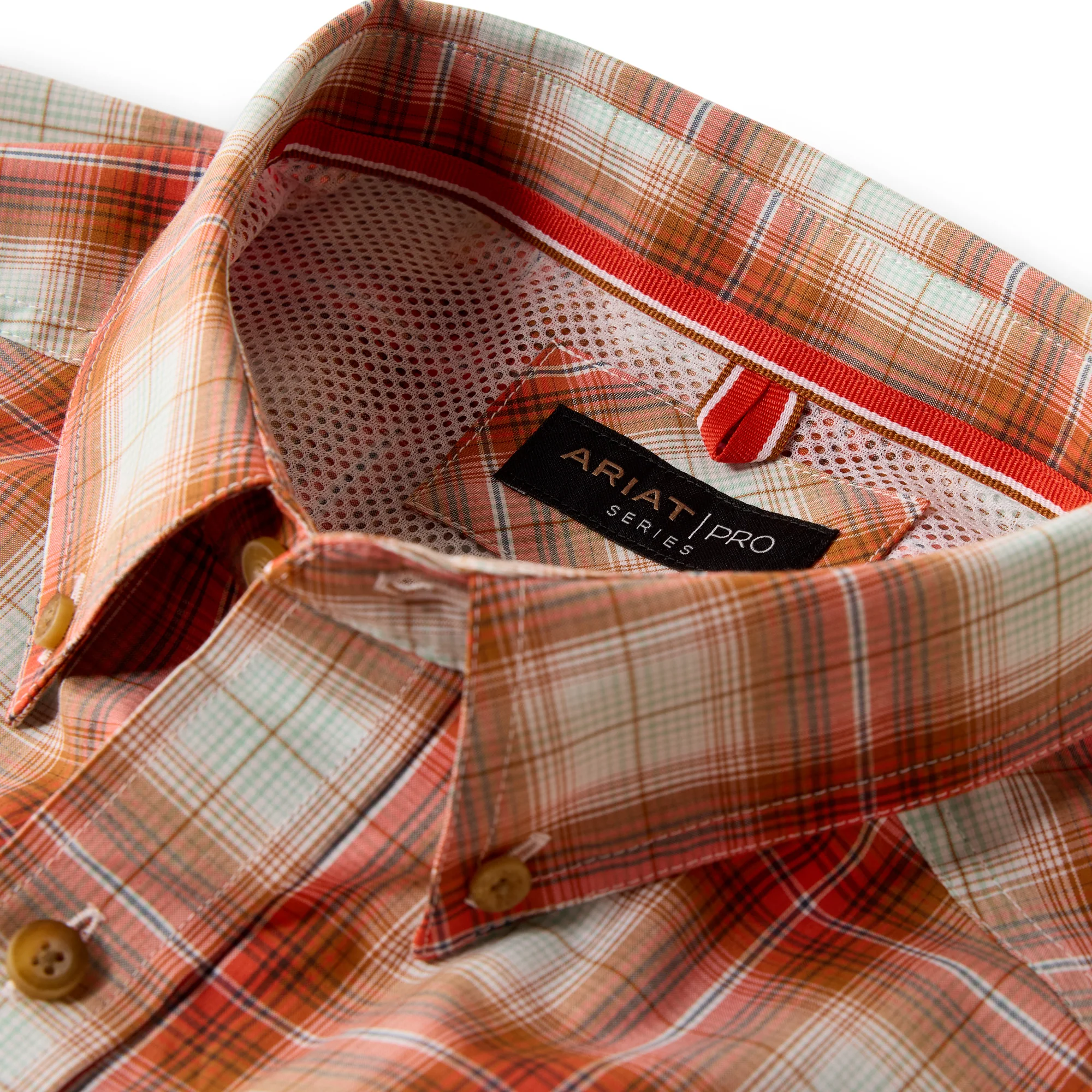 Men Ariat Shirt Pro Ned (SS) Paprika Plaid 10073601 - Image 3