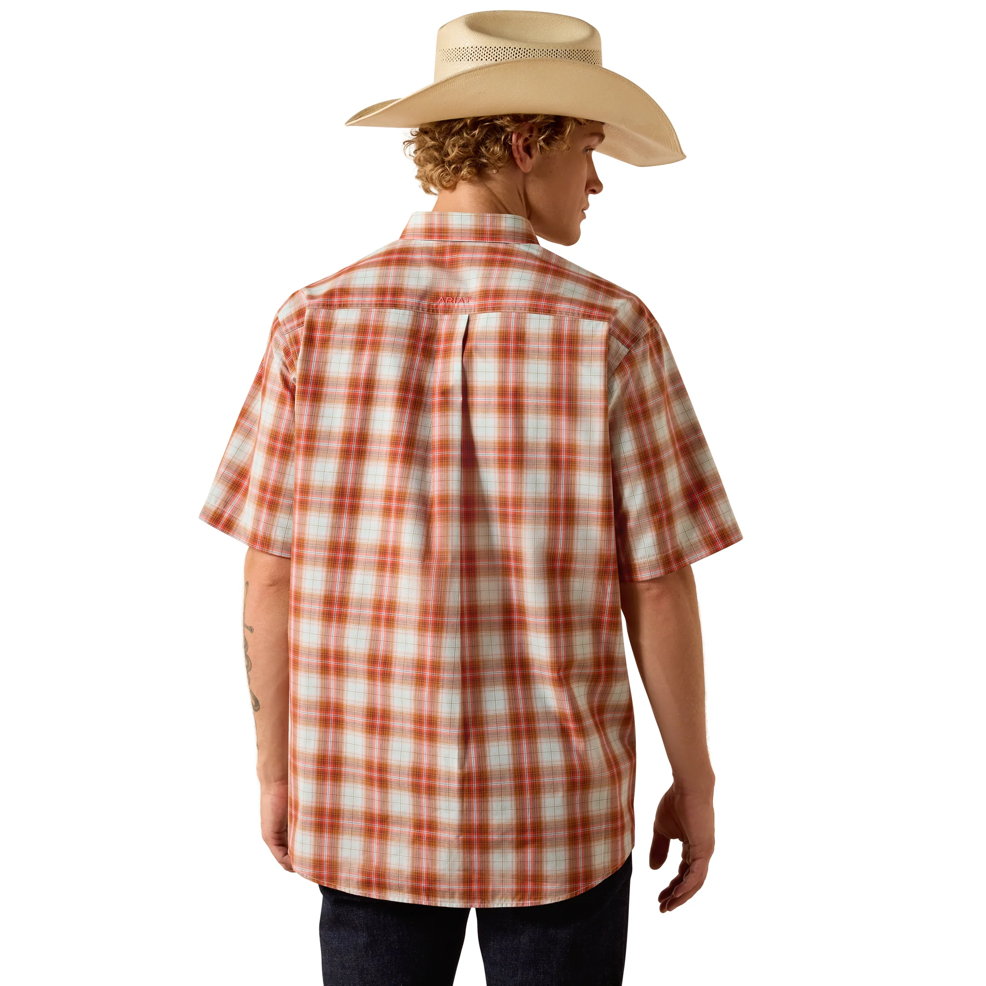 Men Ariat Shirt Pro Ned (SS) Paprika Plaid 10073601 - Image 4