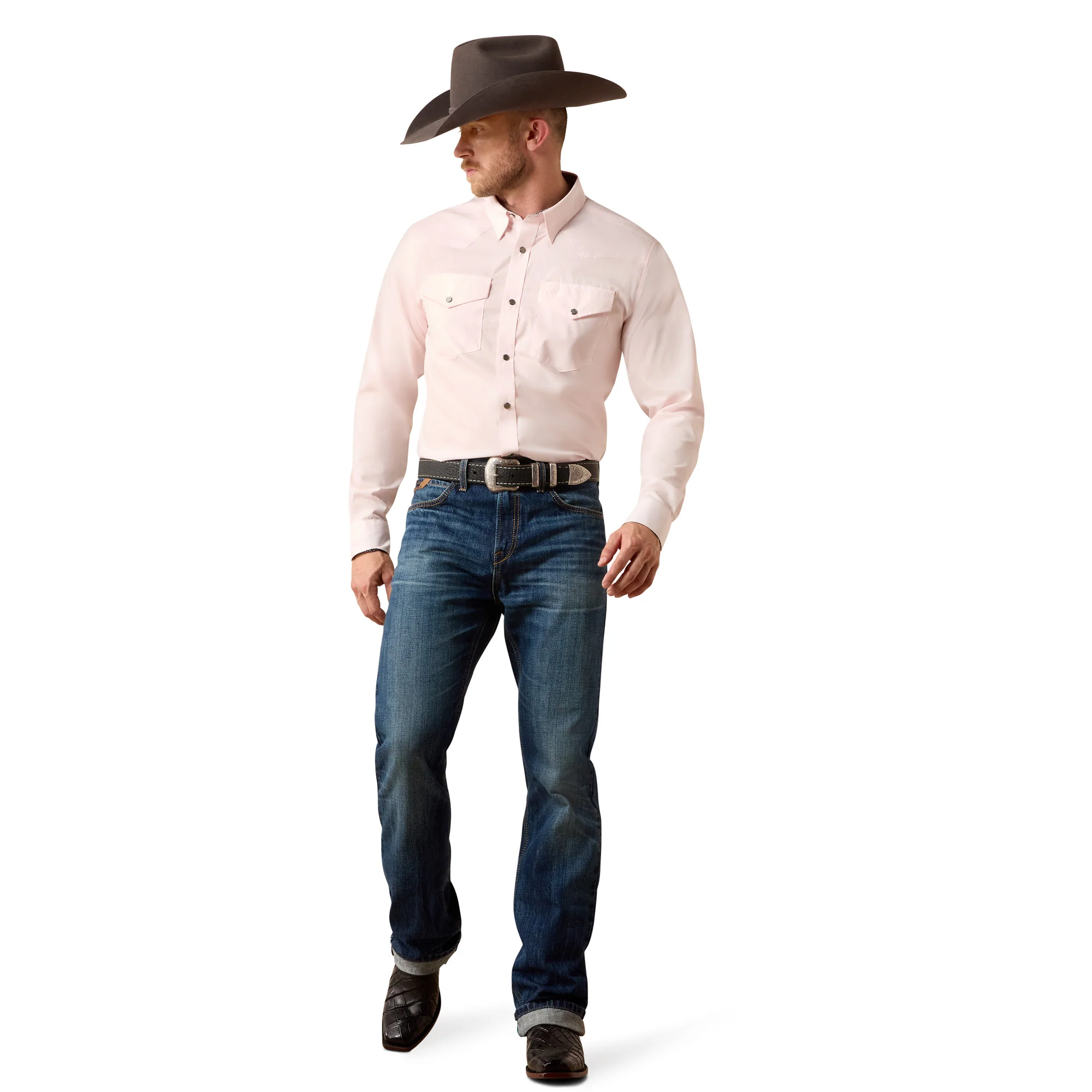 Men Ariat Shirt Slub (LS) Barely Pink 10073487 - Image 5