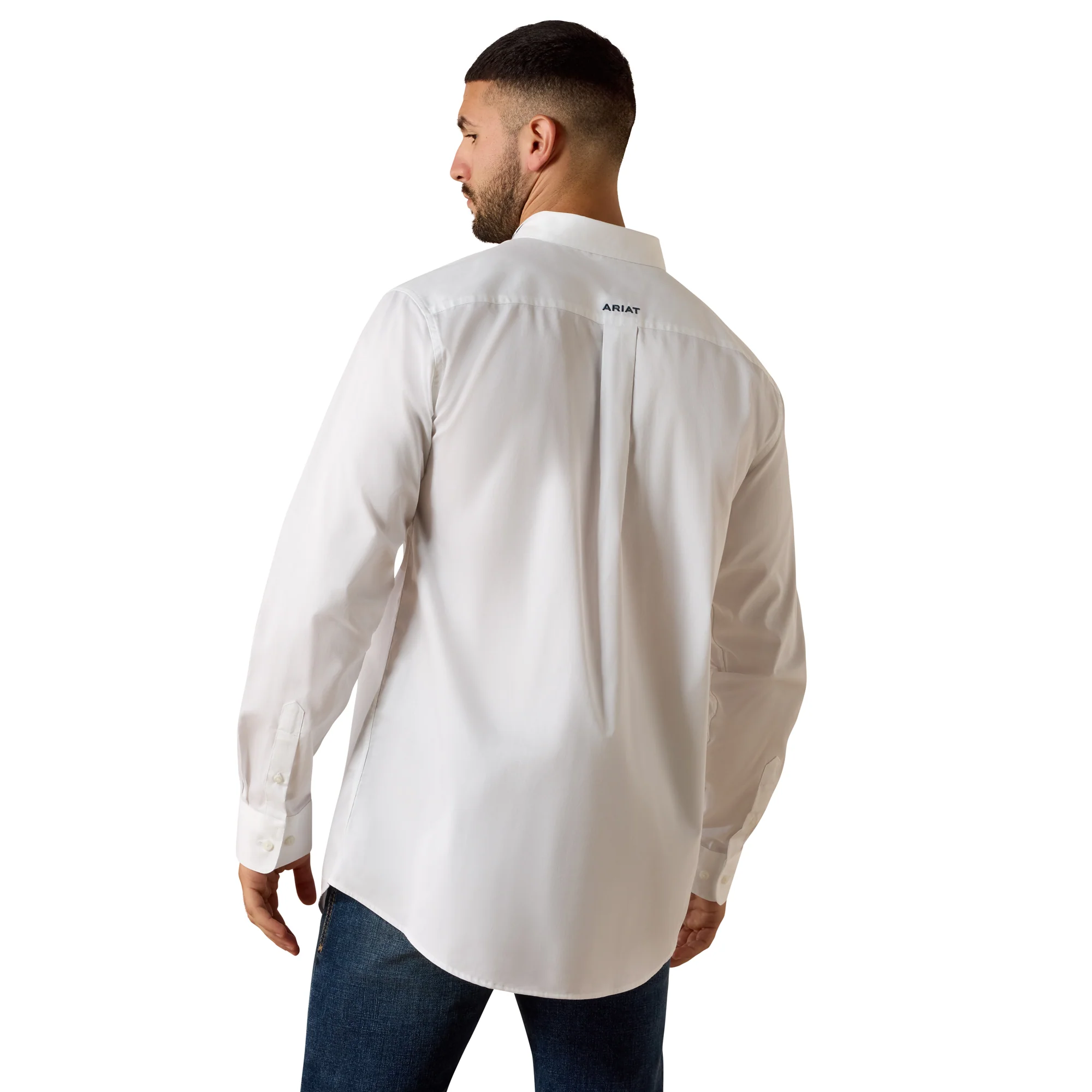 Men Ariat Shirt Team Logo (LS) White 10073652 - Image 4