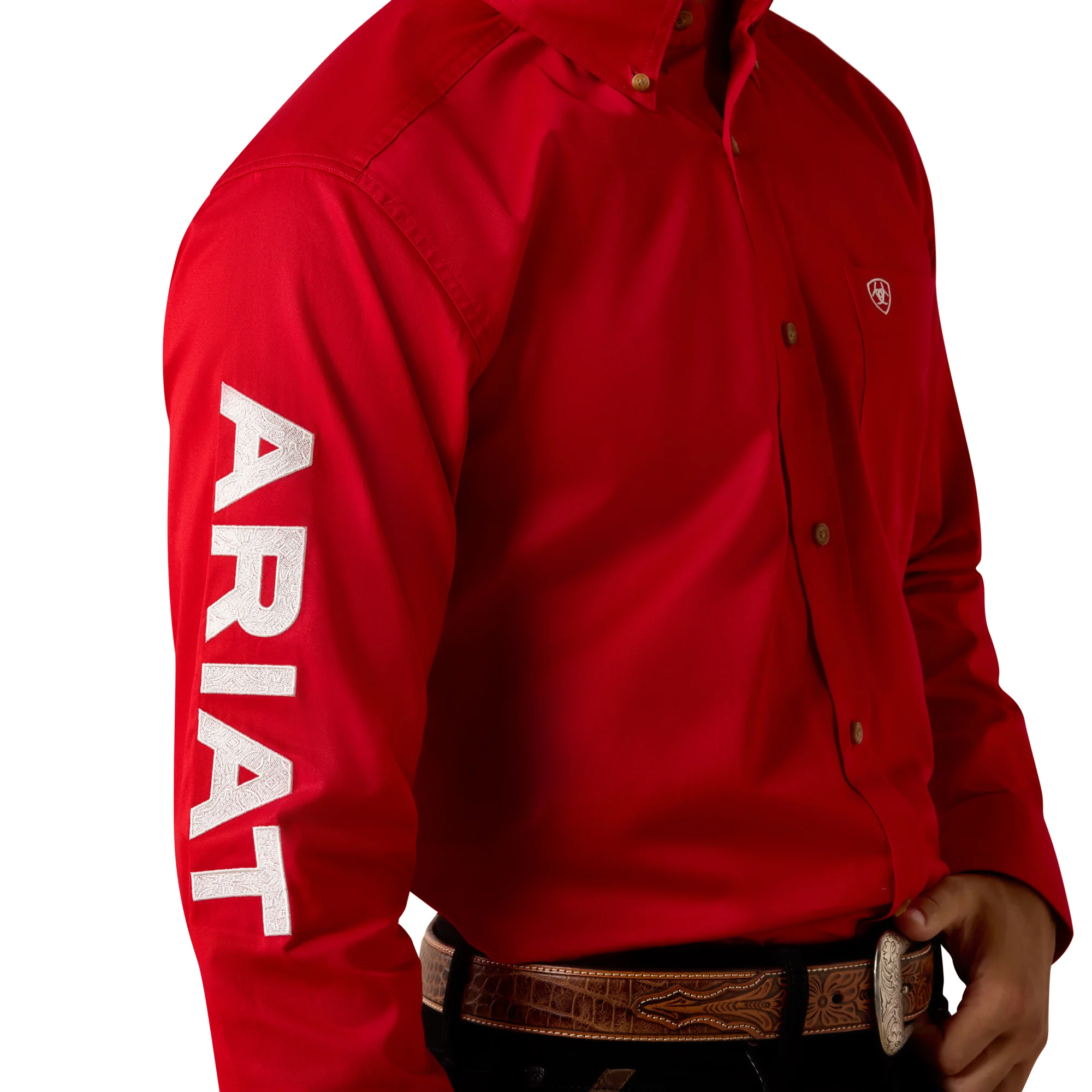 Men Ariat Shirt Team Logo (LS) Red 10073653 - Image 3