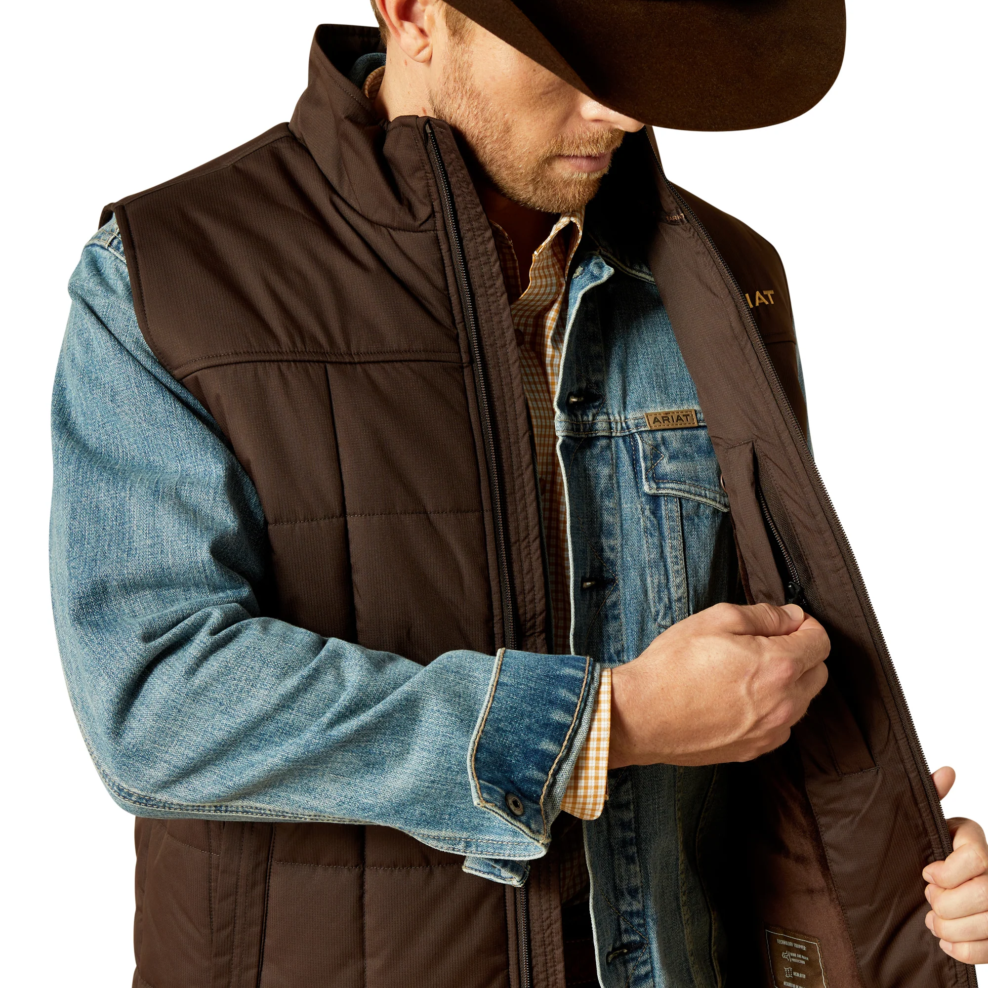 Men Ariat Vest Crius Brown 10062603 - Image 3