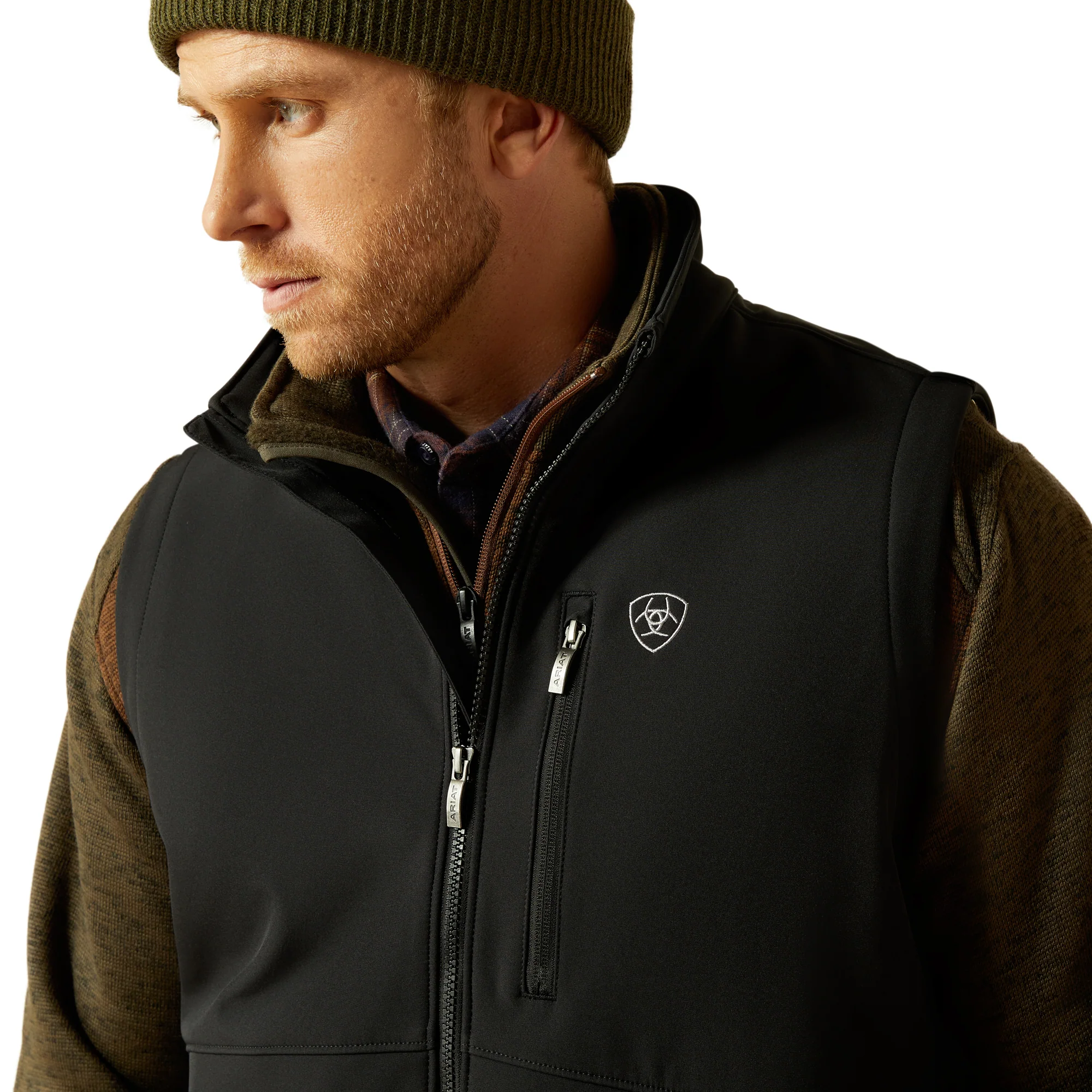 Men Ariat Vest Logo Softshell Black 10062587 - Image 2