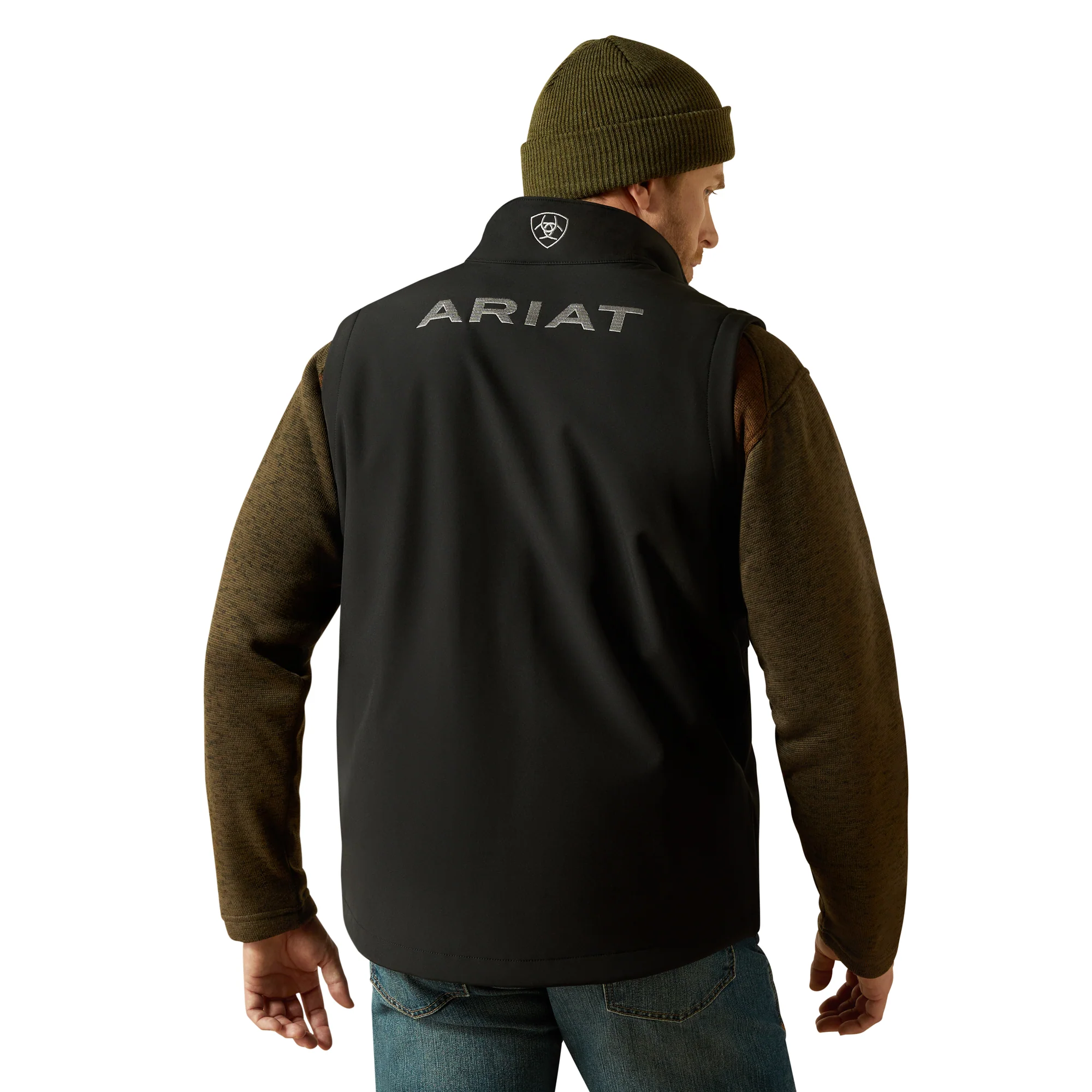 Men Ariat Vest Logo Softshell Black 10062587 - Image 4