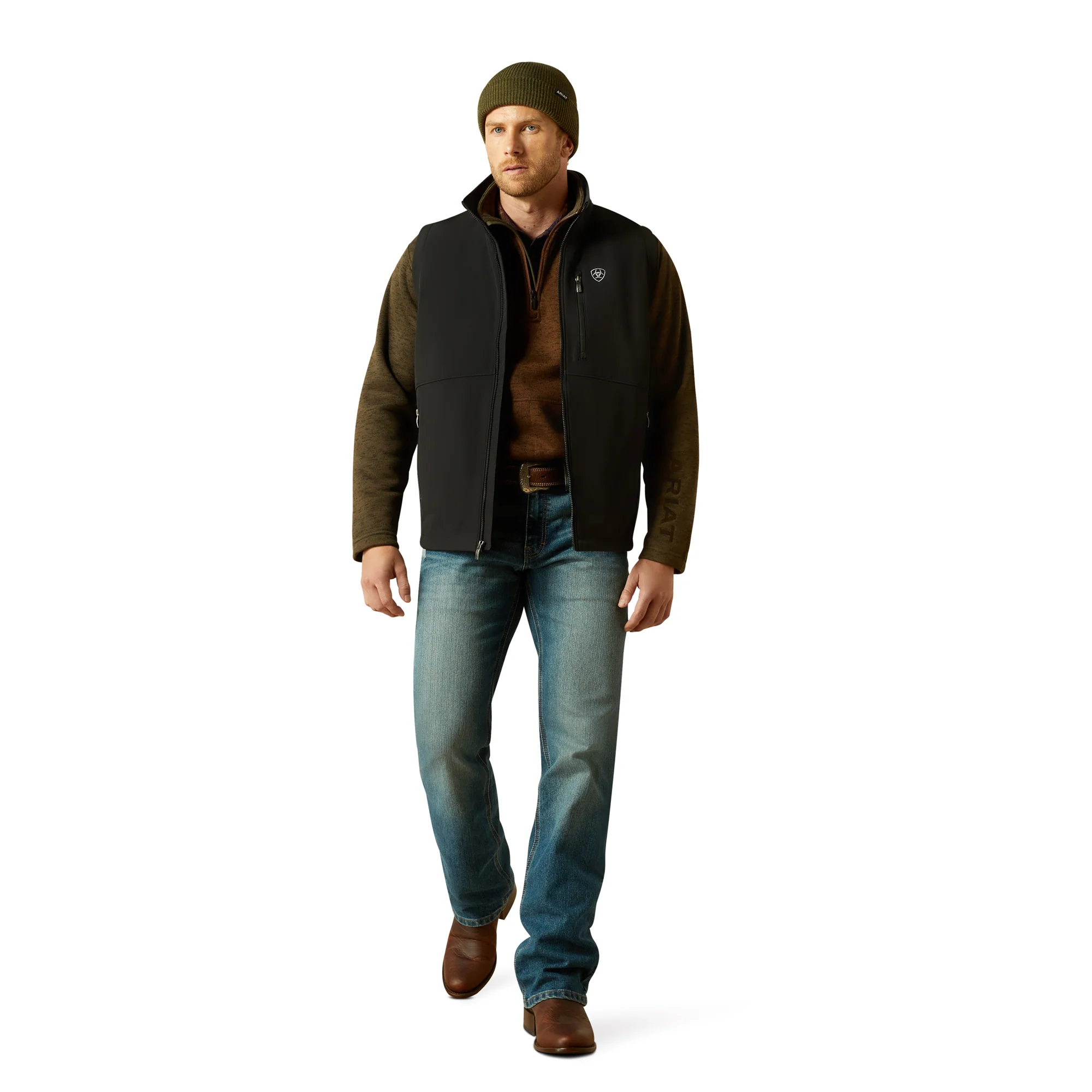 Men Ariat Vest Logo Softshell Black 10062587 - Image 5