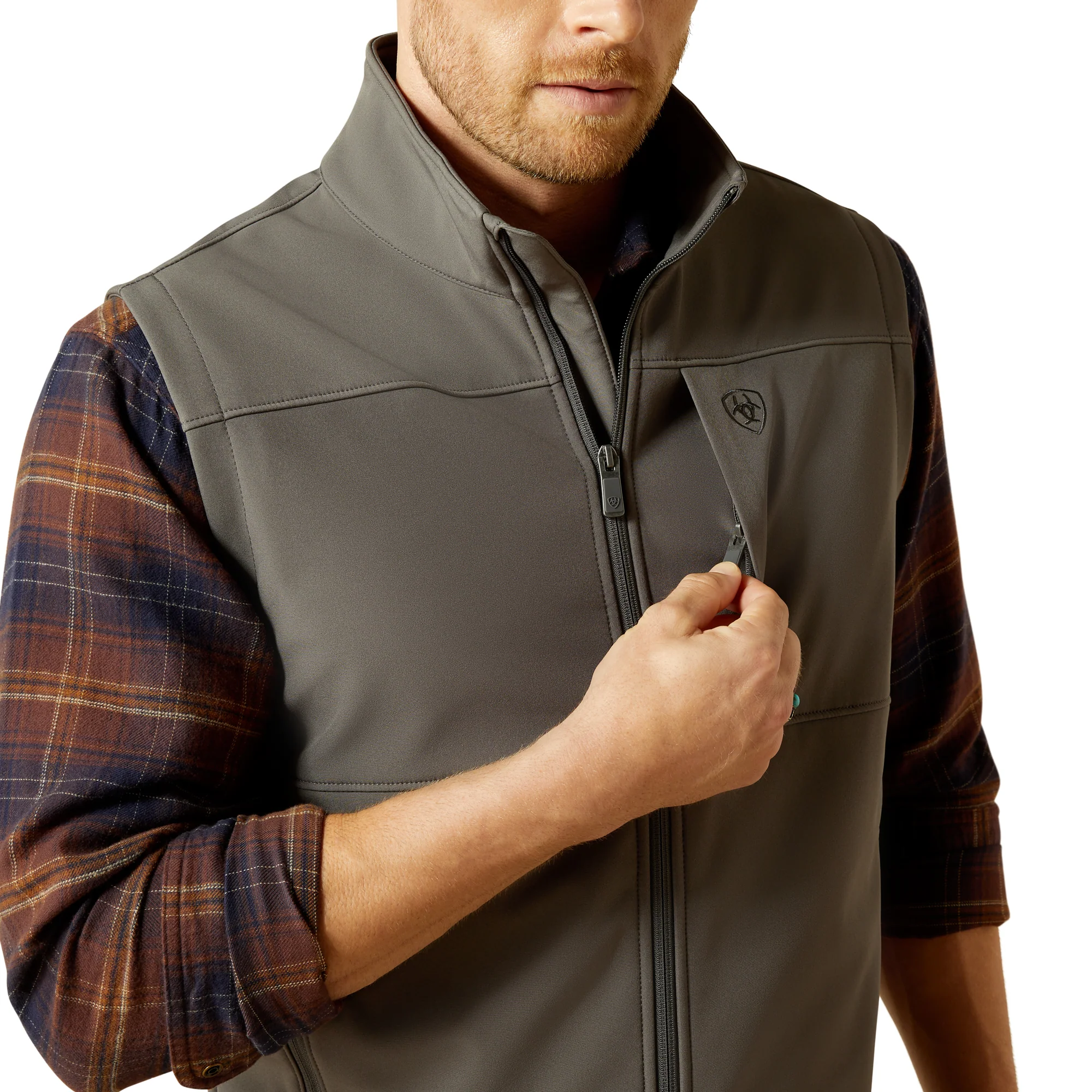 Men Ariat Vest Vernon Grey Softshell 10062362 - Image 2