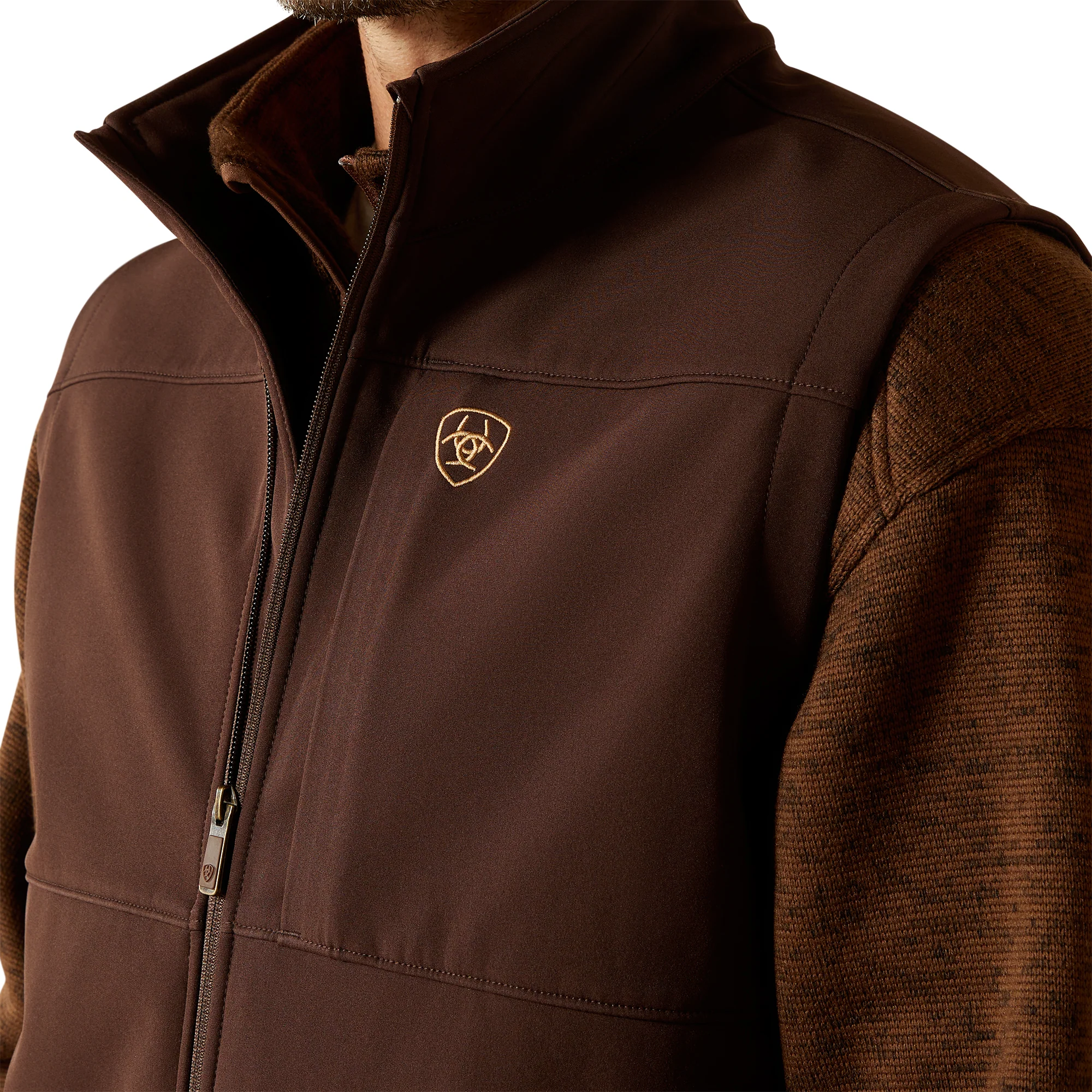Men Ariat Vest Vernon Coffee Softshell 10062601 - Image 3