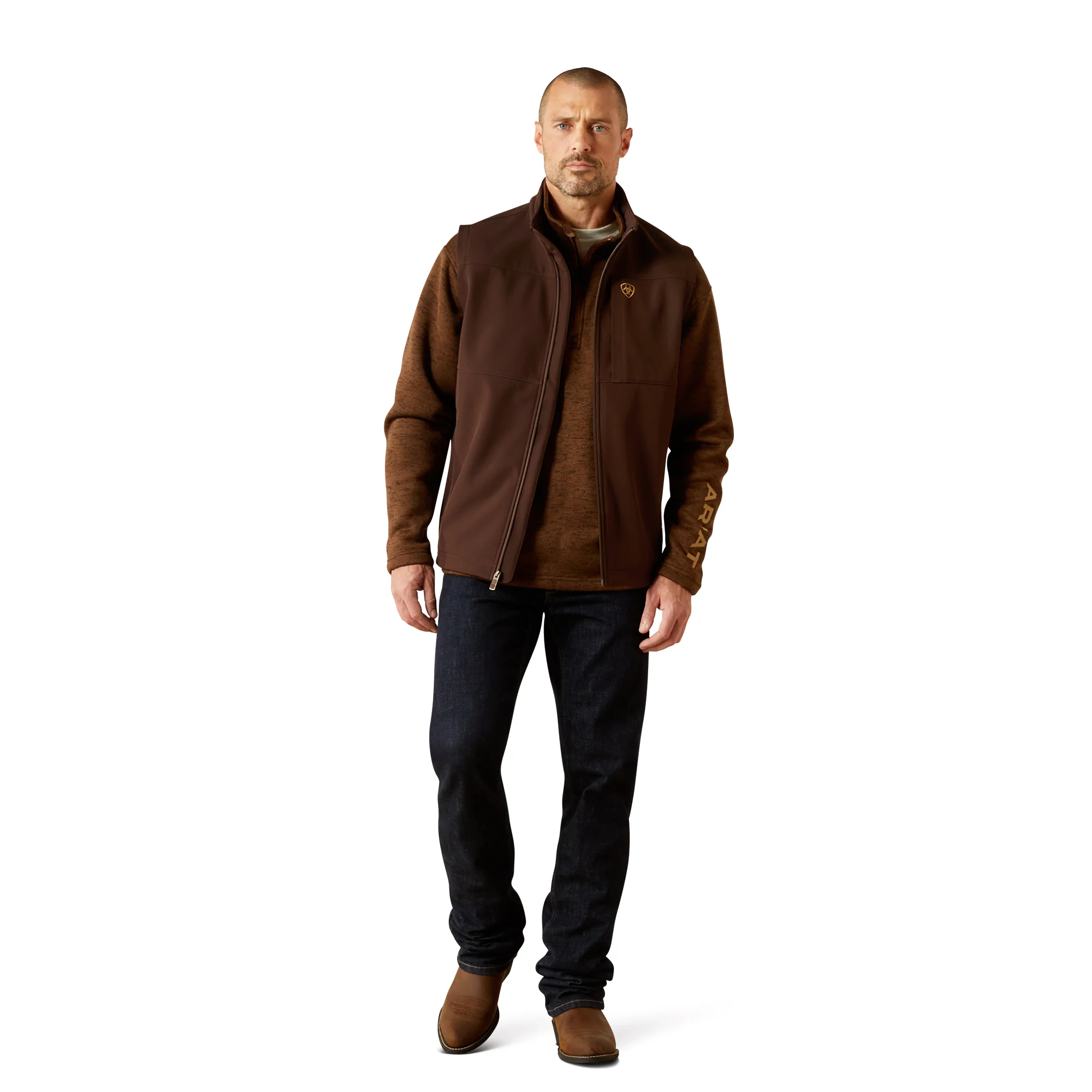 Men Ariat Vest Vernon Coffee Softshell 10062601 - Image 5
