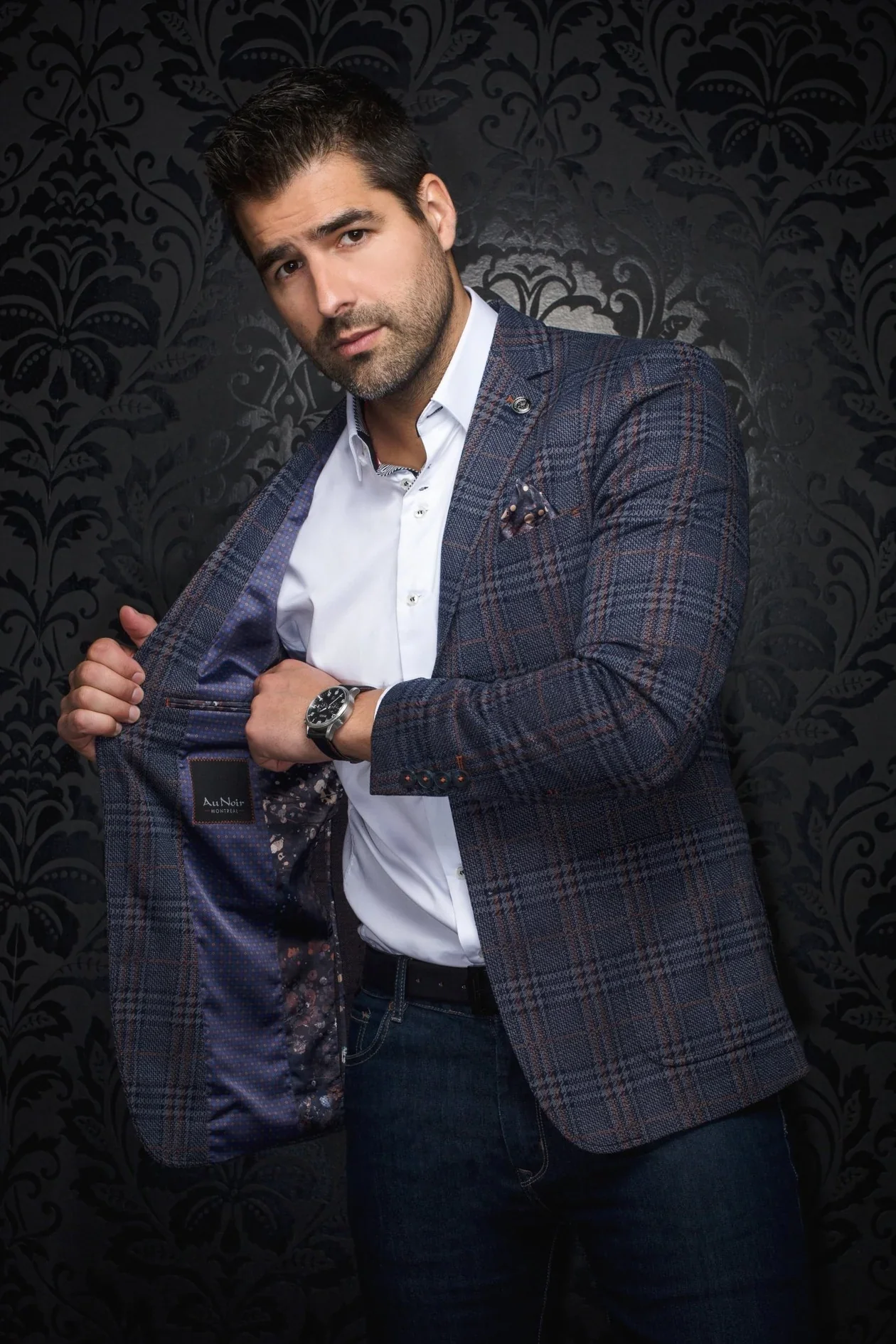 Men Au Noir Blazer Century Plaid - Image 3