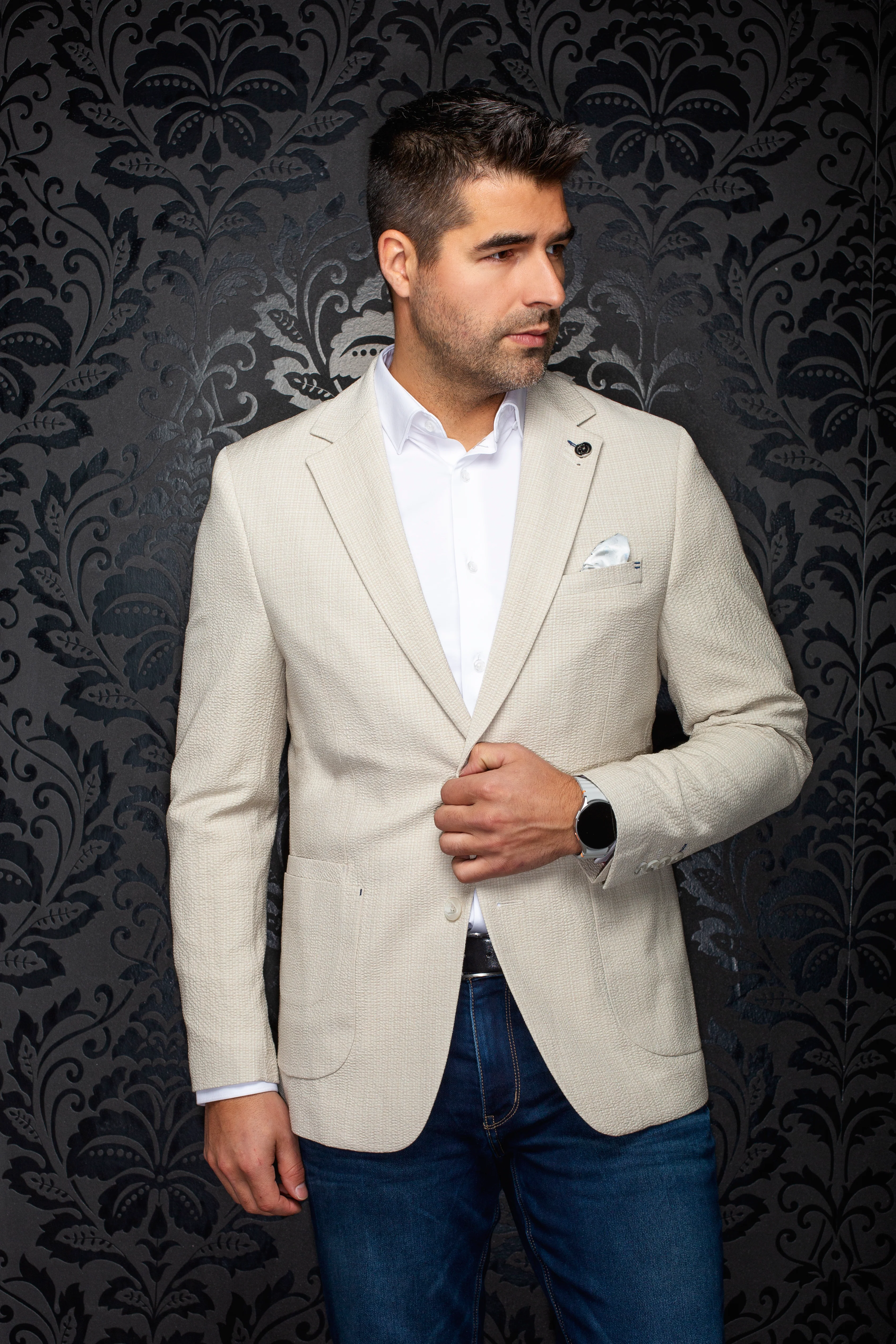 Men Au Noir Blazer Jace Beige - Image 4