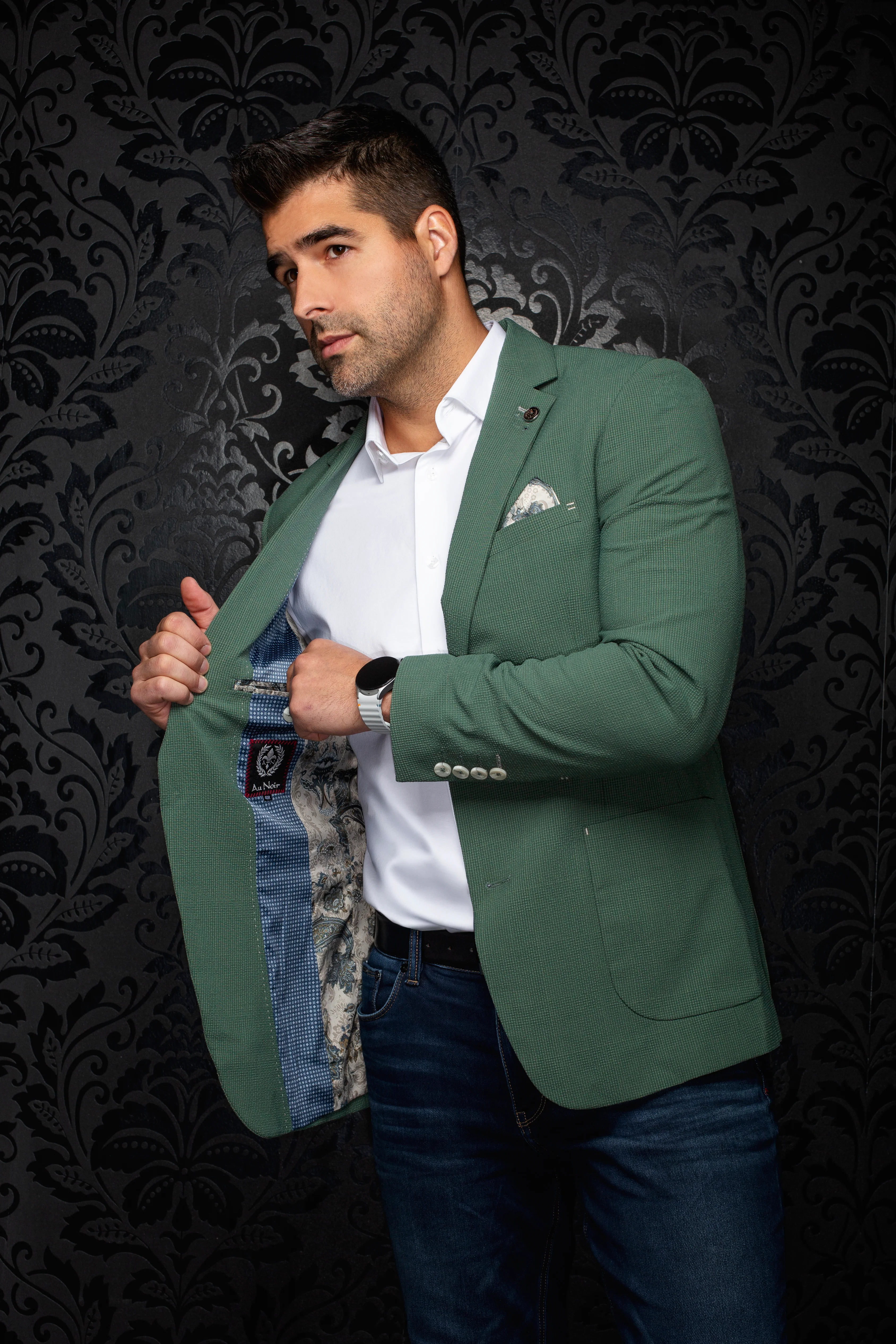 Men Au Noir Blazer Troy Green - Image 2