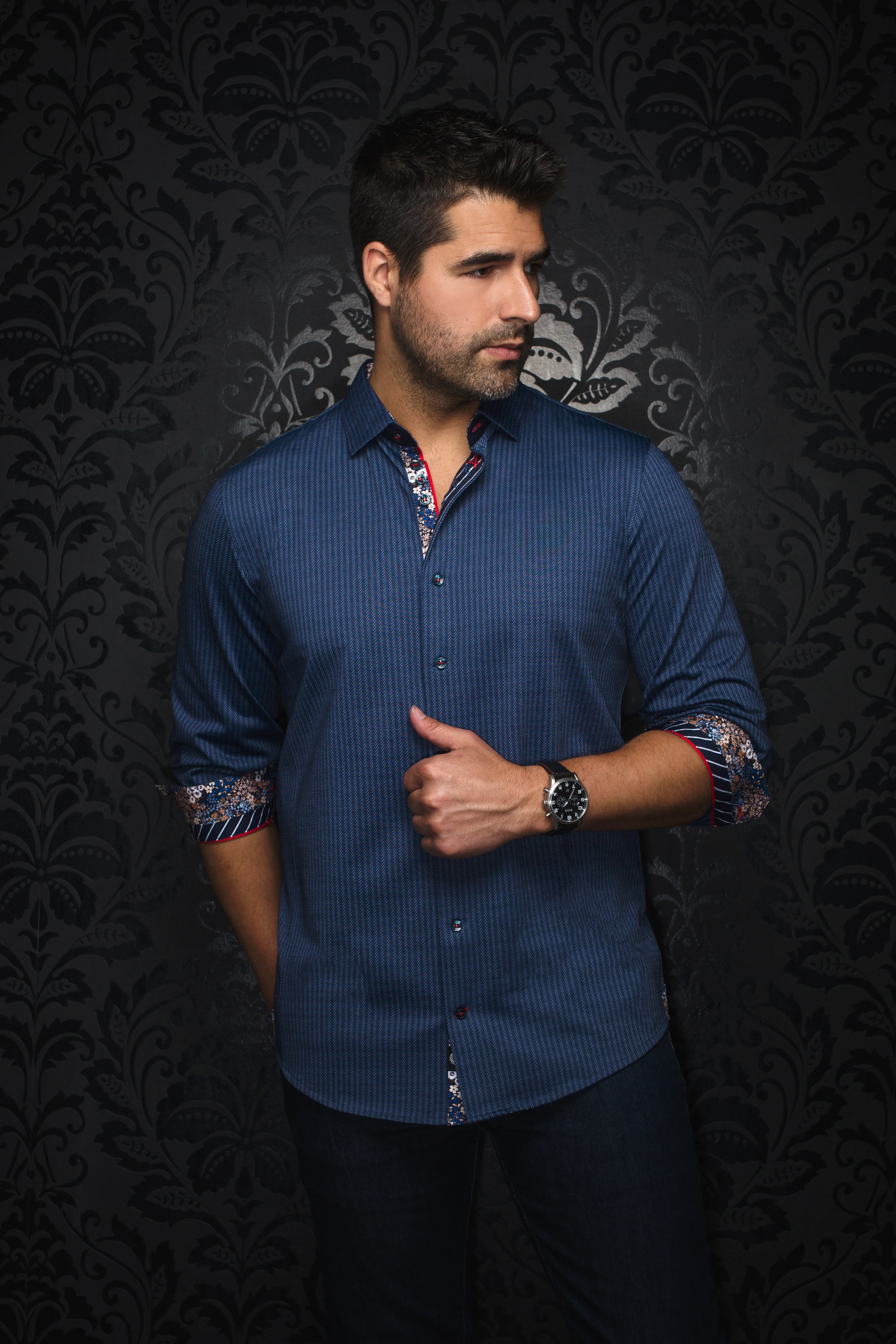 Men Au Noir Knit Shirt Bernado Blue