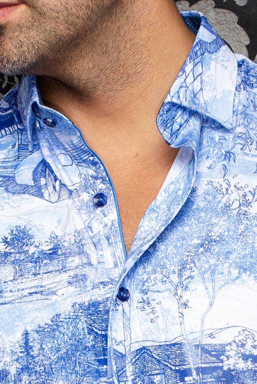 Men Au Noir Knit Shirt Gavelston Light Blue (SS) - Image 2