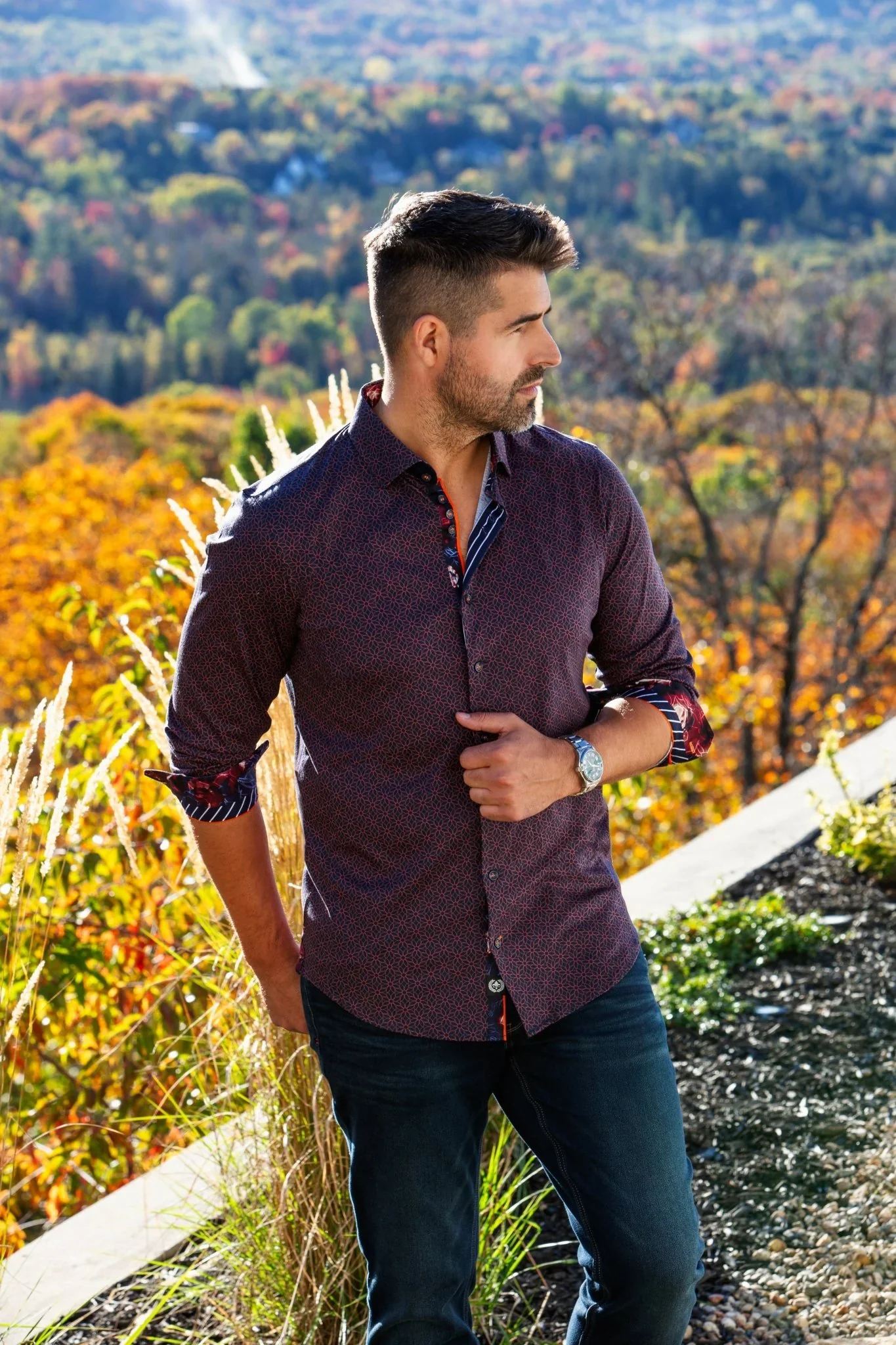 Men Au Noir Knit Shirt Nelumbo Red - Image 3