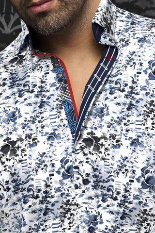 Men Au Noir Knit Shirt Pryse White Blue - Image 2
