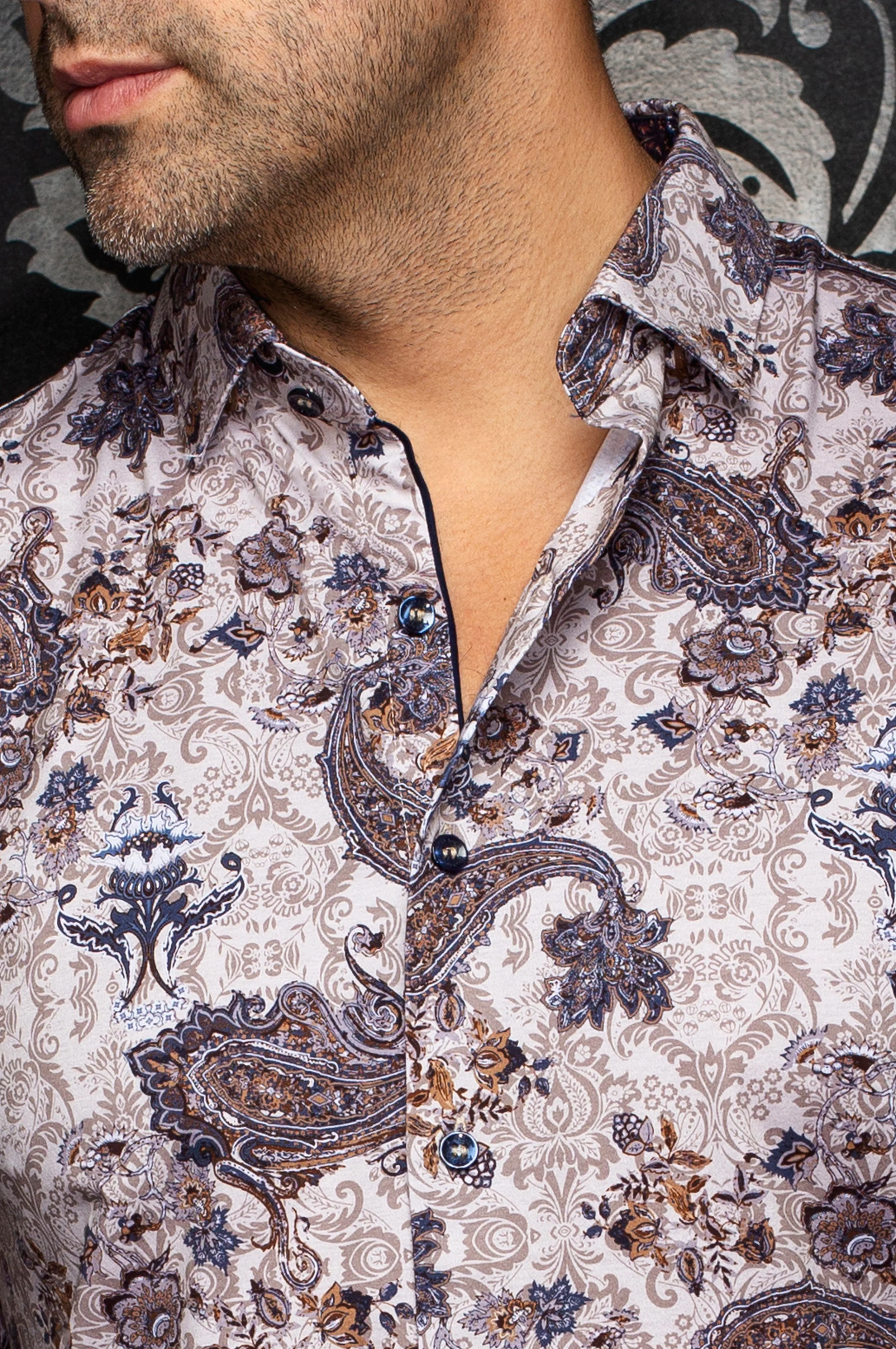 Men Au Noir Knit Shirt Sienna Stone - Image 2