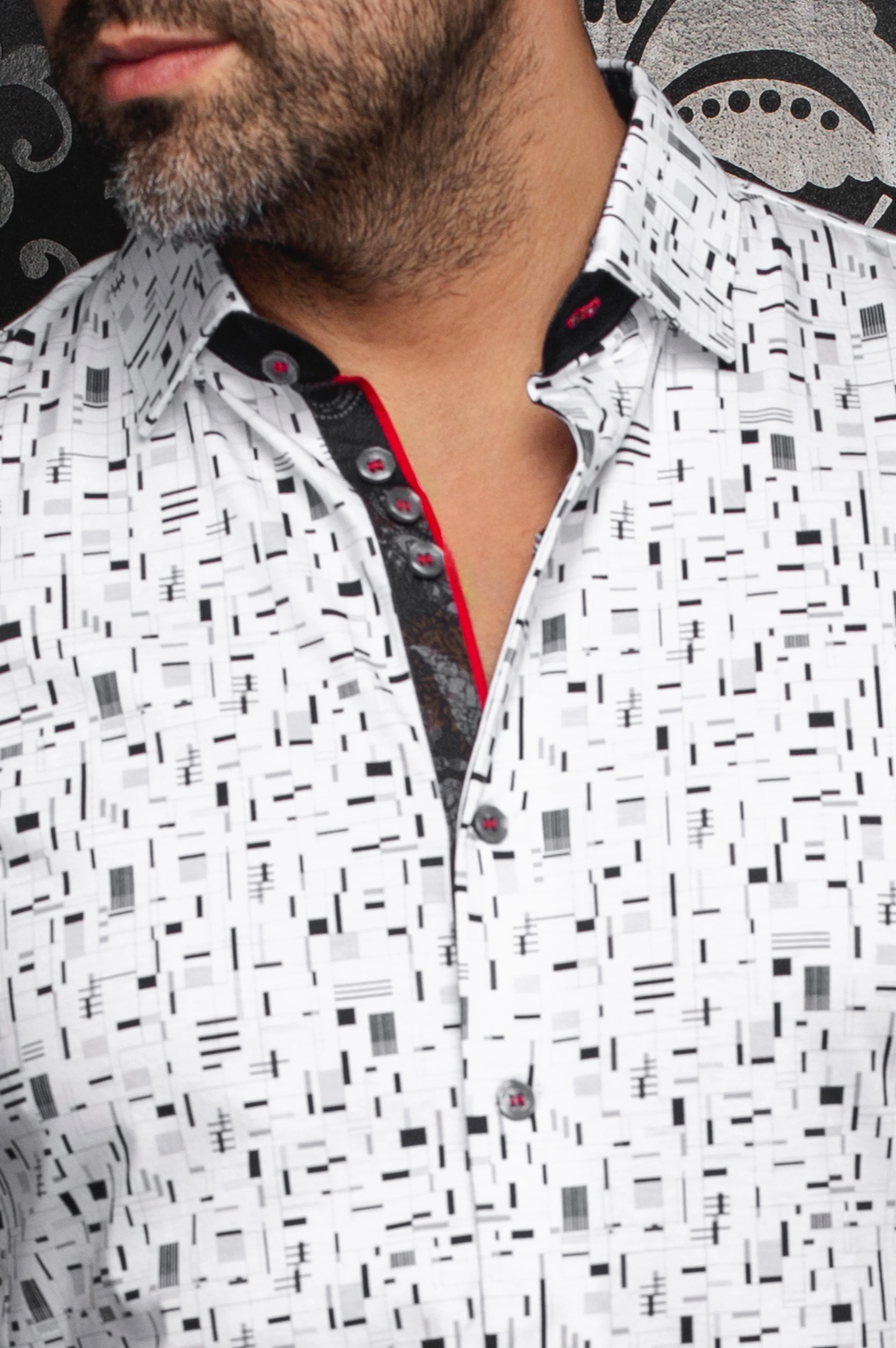 Men Au Noir Knit Shirt Stratta White - Image 2