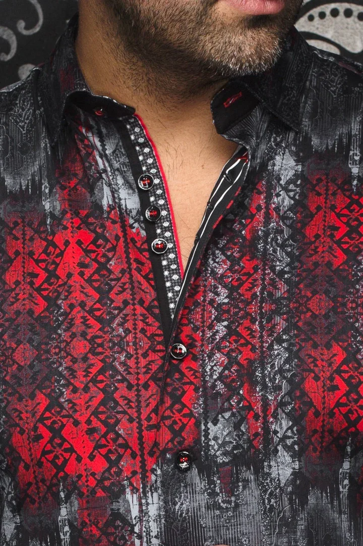 Men Au Noir Woven Shirt Darrell Red / Black - Image 2
