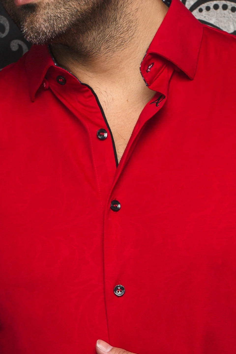 Men Au Noir Knit Shirt Dunn Red - Image 2
